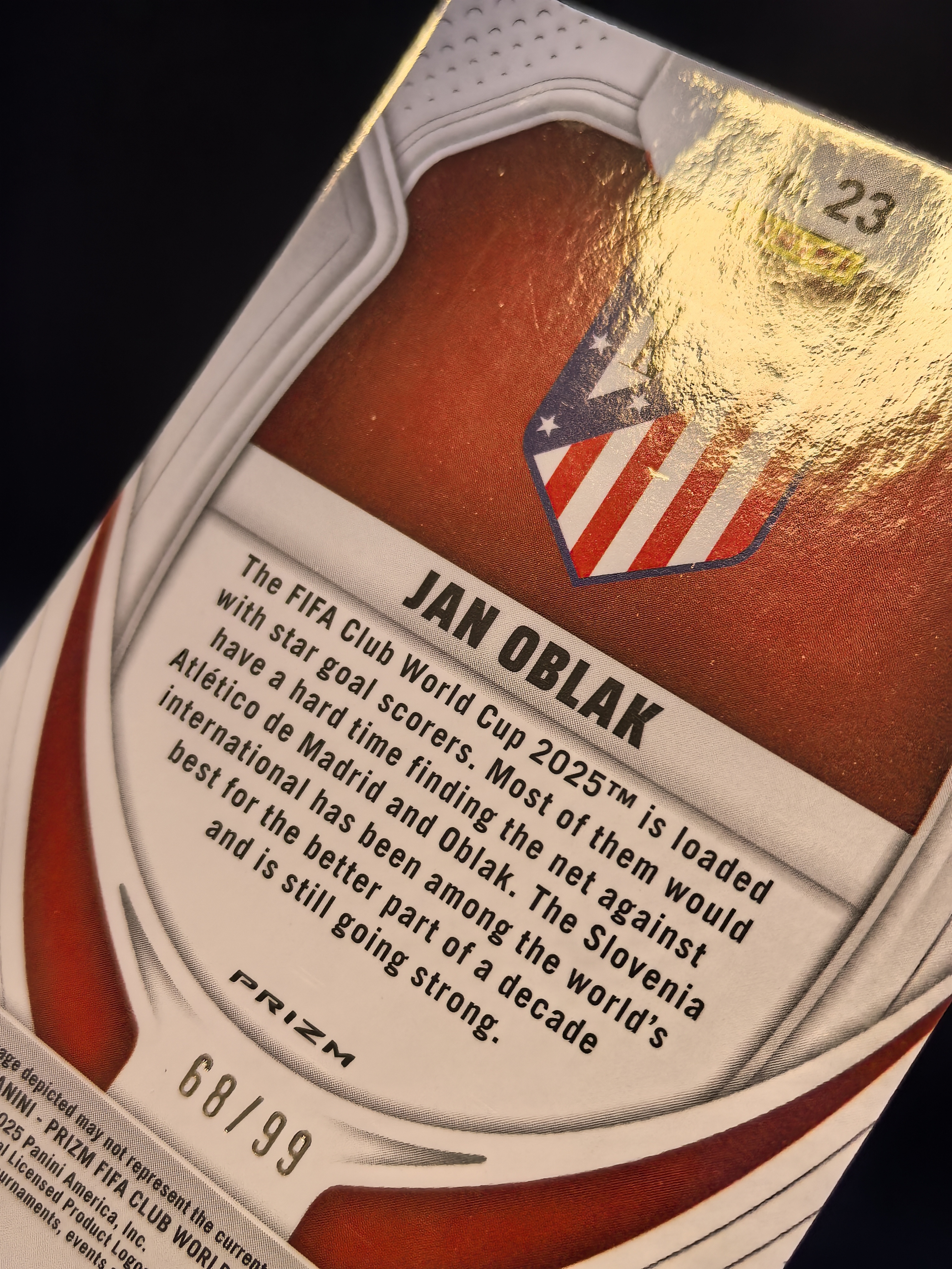 2024-25 Panini Prizm 元年世俱杯pz Jan Oblak 马竞 马德里竞技 门神 奥布拉克 青绿折 限量99编 卡品如图(cy)