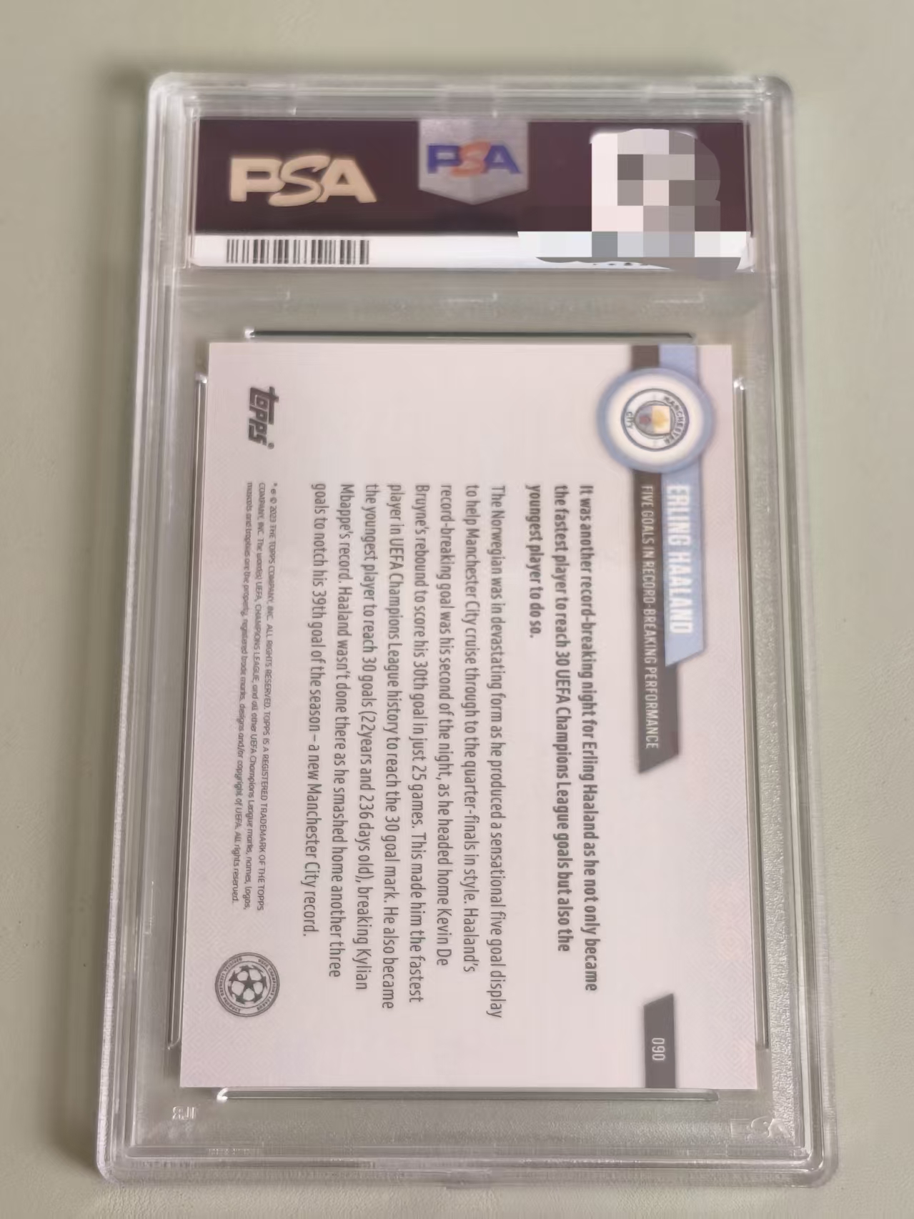 2023 Topps Topps Now Erling Haaland 哈兰德 时刻 98/99编 PSA9 欧冠 单场攻入五球 五子登科 曼城 挪威 世界杯 魔人布欧 世界杯大热 专收必备(非洲鲫)