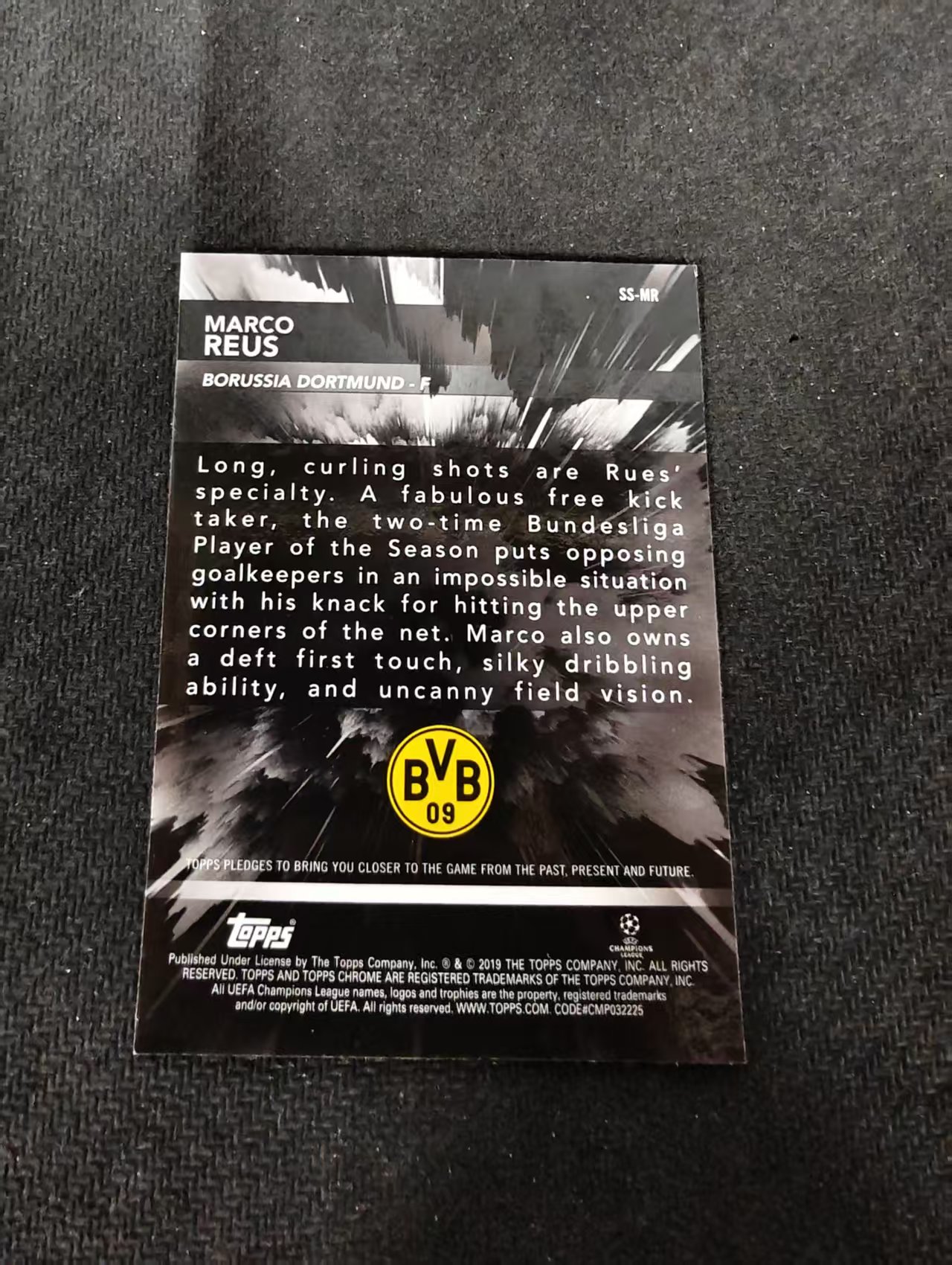 【可合并,不累计】2019-20 Topps Chrome Sapphire Marco Reus 欧冠 元年 多特蒙德 罗伊斯 特卡 银折 划痕 边角瑕疵