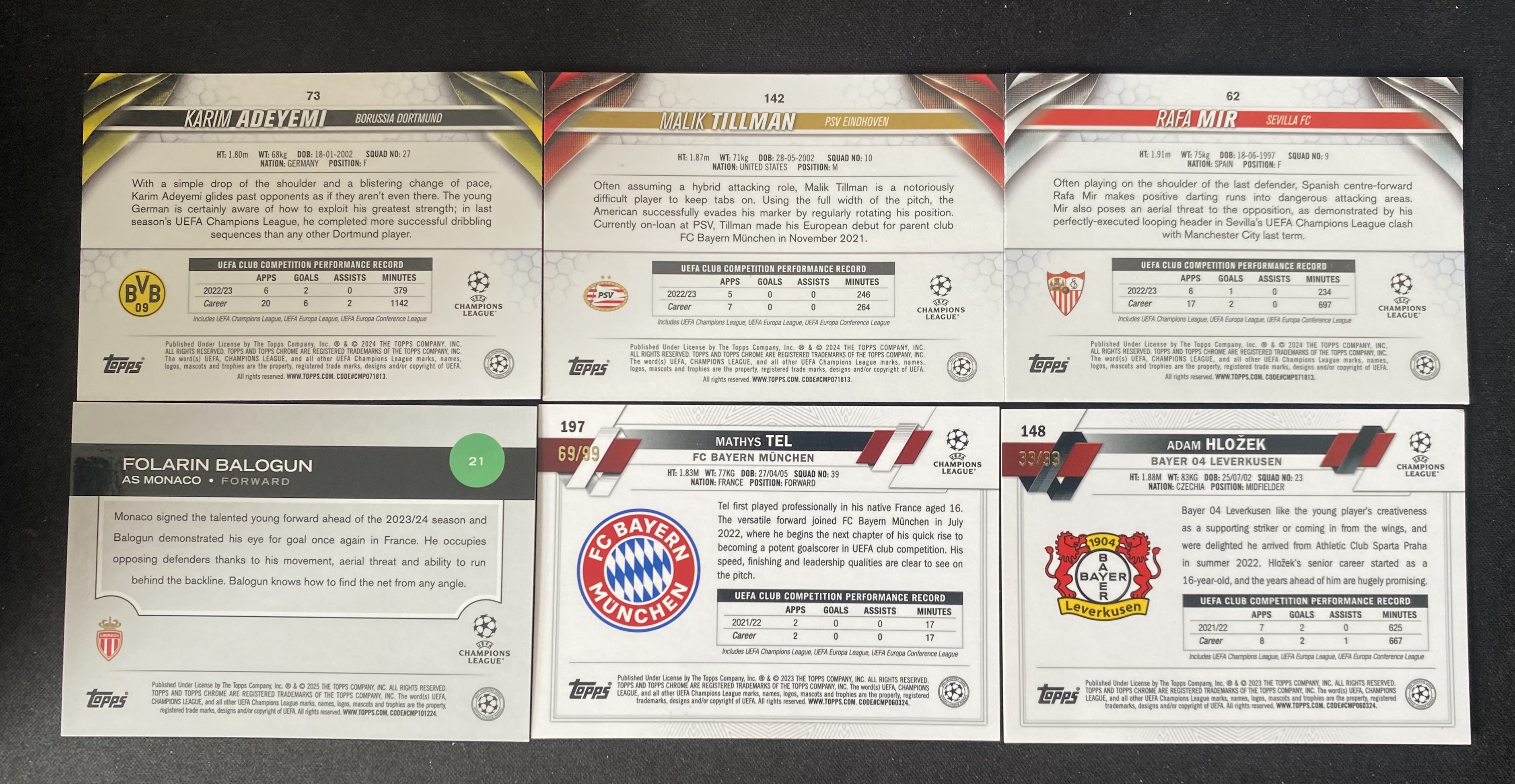 2024 Topps Chrome lot 【来拆波卡】欧冠 阿德耶米 蒂尔曼 巴洛贡 特尔 橙碎冰折 紫熔岩折 粉折 紫折 25编 99编 175编 250编 Lee