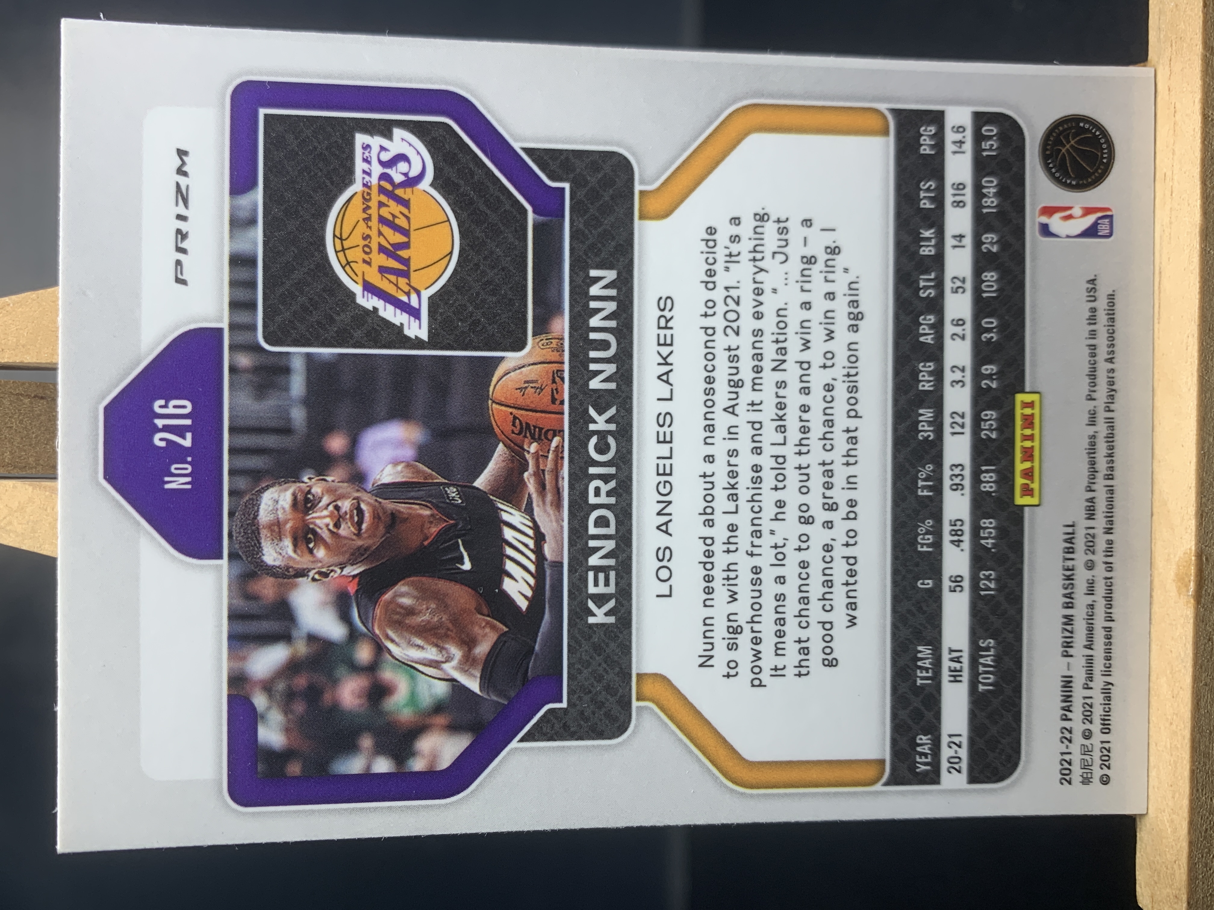 (B4) 2021-22 PANINI PRIZM 绿碎冰 肯德里克 纳恩 湖人 实卡好看 收藏凑套必备 卡品如图 !!!