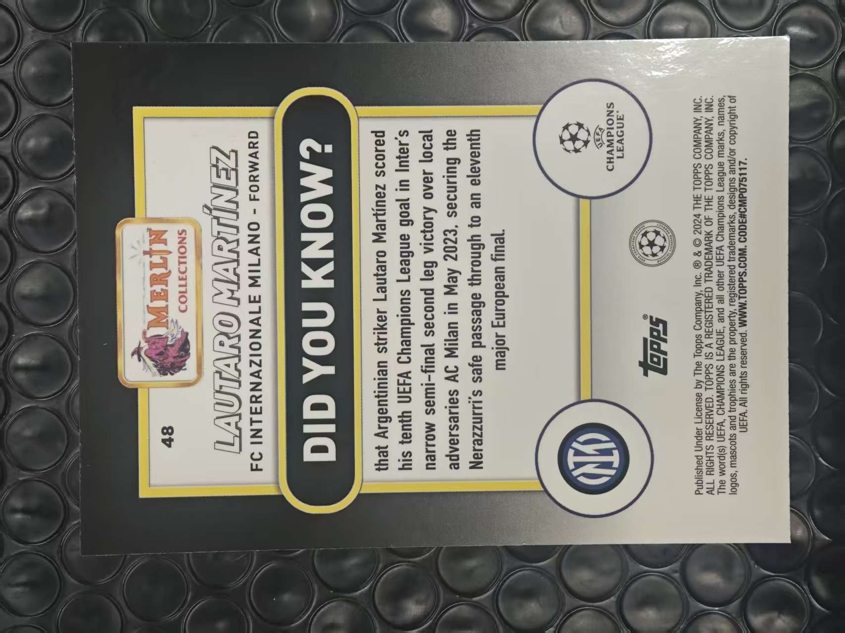 2023-24 Topps Merlin Lautaro Martínez 欧冠 梅林 国际米兰 阿根廷 劳塔罗 马丁内斯 211/250编 银碎冰折 折射 卡品如图【原地起飞卡社】MVP11.6