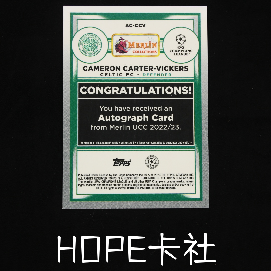 2024-25 Topps Finest Cameron Carter-Vickers 美国名宿 凯尔特人 卡梅伦 卡特 维克斯 银折签字 墨迹完美【HOPE代卖(4.5%含卡淘)】