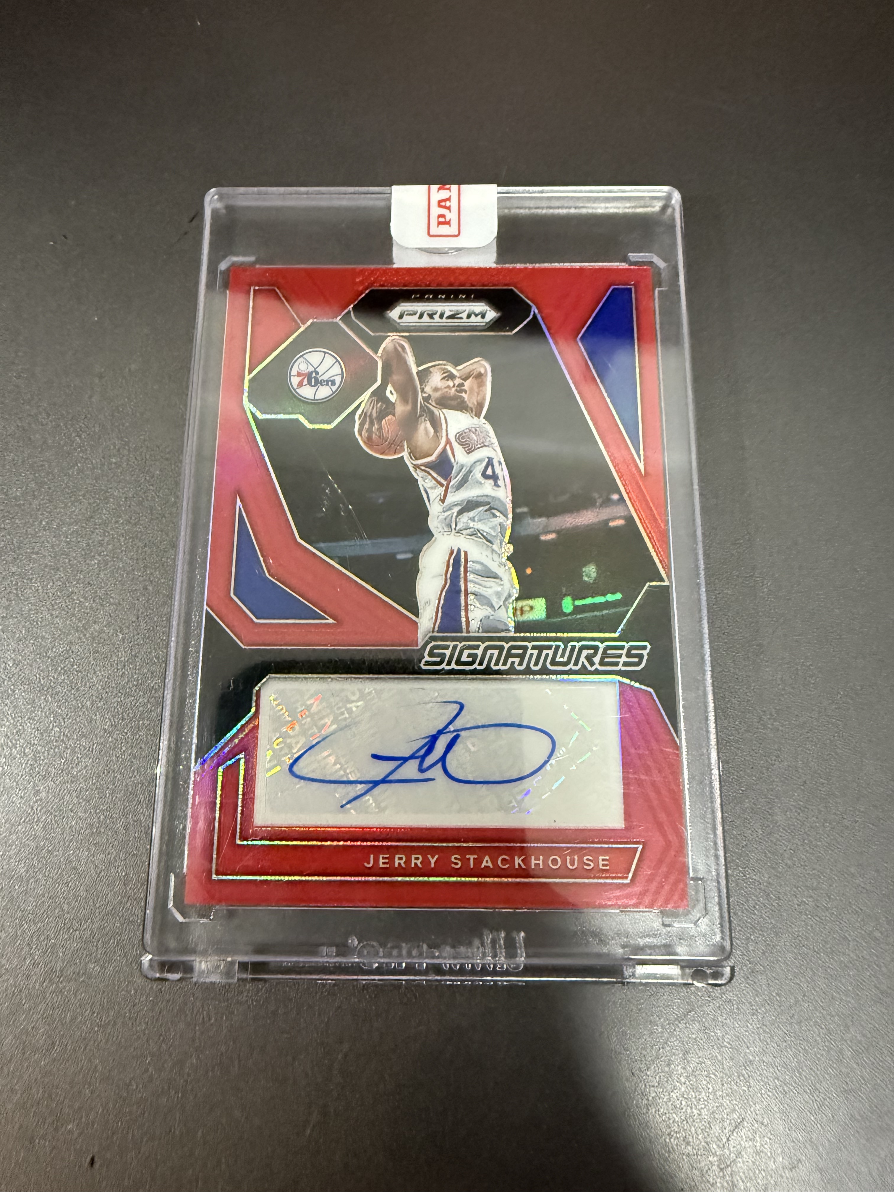 2023-24 Panini Prizm Jerry Stackhouse 杰里 斯塔克豪斯 暴扣 红折 99编 签字 交换板换回 原封砖 D
