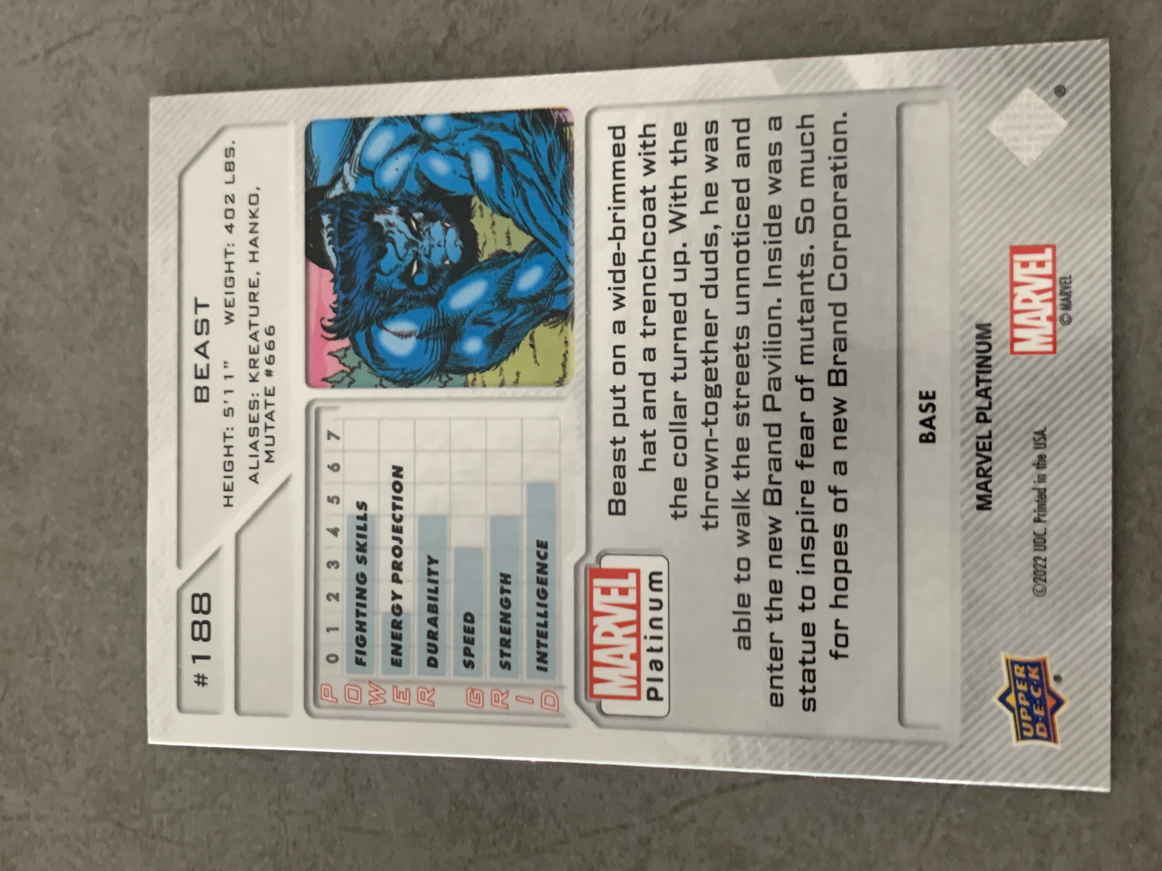 (A9) 2022 UPPER DECK 漫威 BASE 野兽 实卡好看 收藏凑套必备 卡品如图 !!!