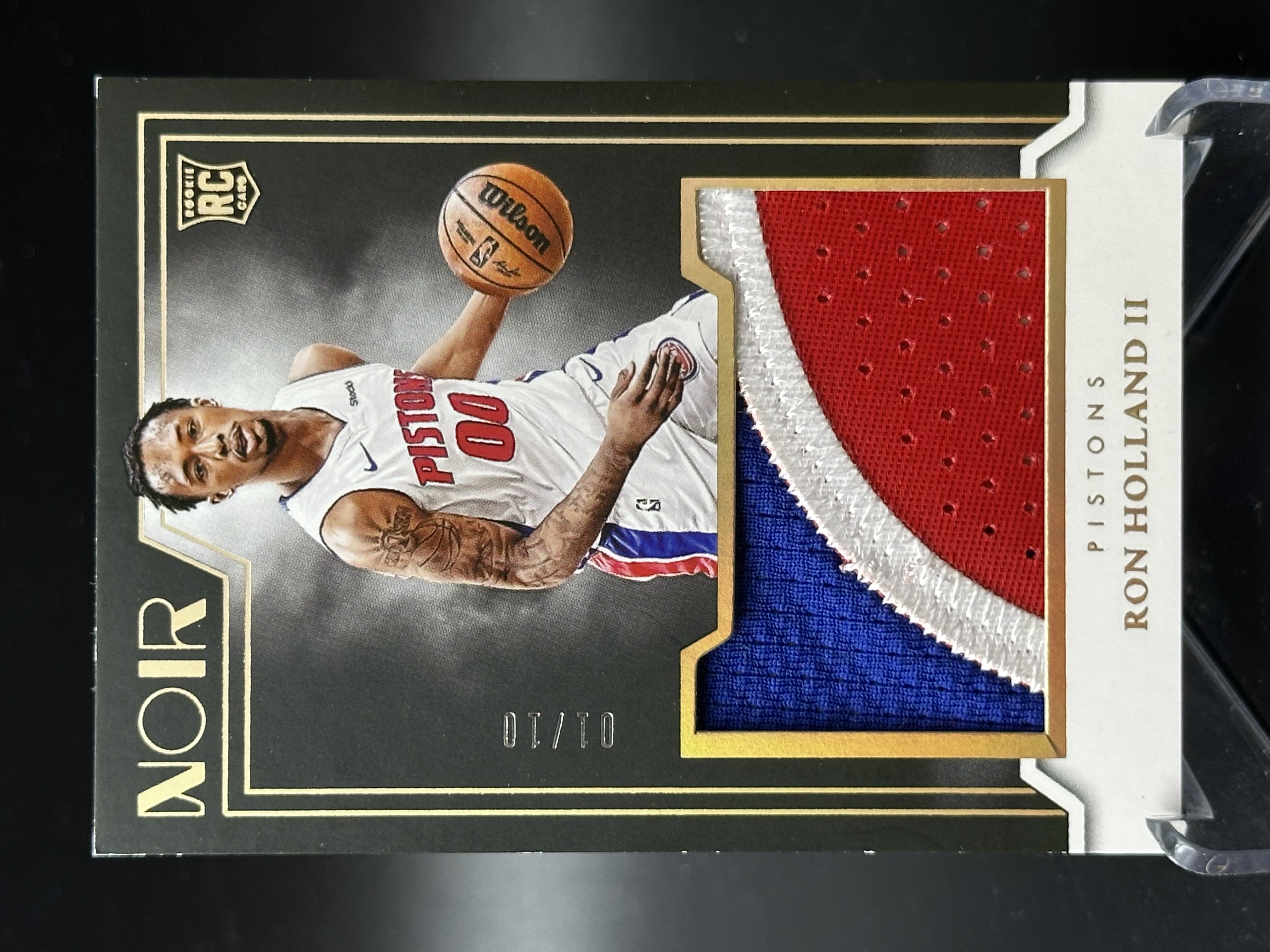 2024-25 Panini Noir Ron Holland 【小黄拍卖】诺尔 罗恩 霍兰德 活塞 新秀 rc 大窗 球衣 patch 01/10编 暴力切割「汉堡王」