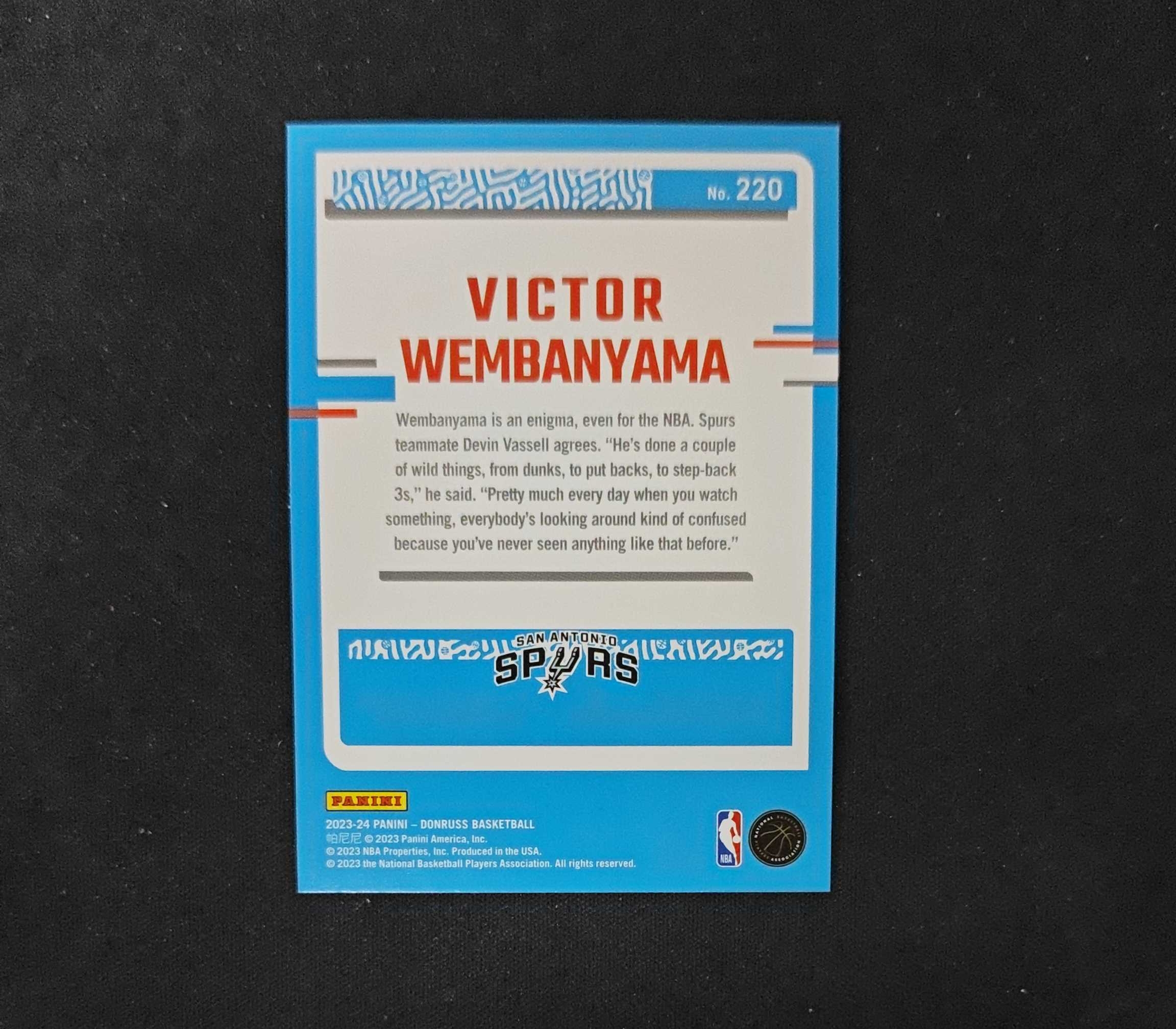 2023-24 Panini Donruss Victor Wembanyama RC 【SC拍卖】杜蕾斯 新秀 马刺 文班亚马 斜网折 收藏必备(ing哥)