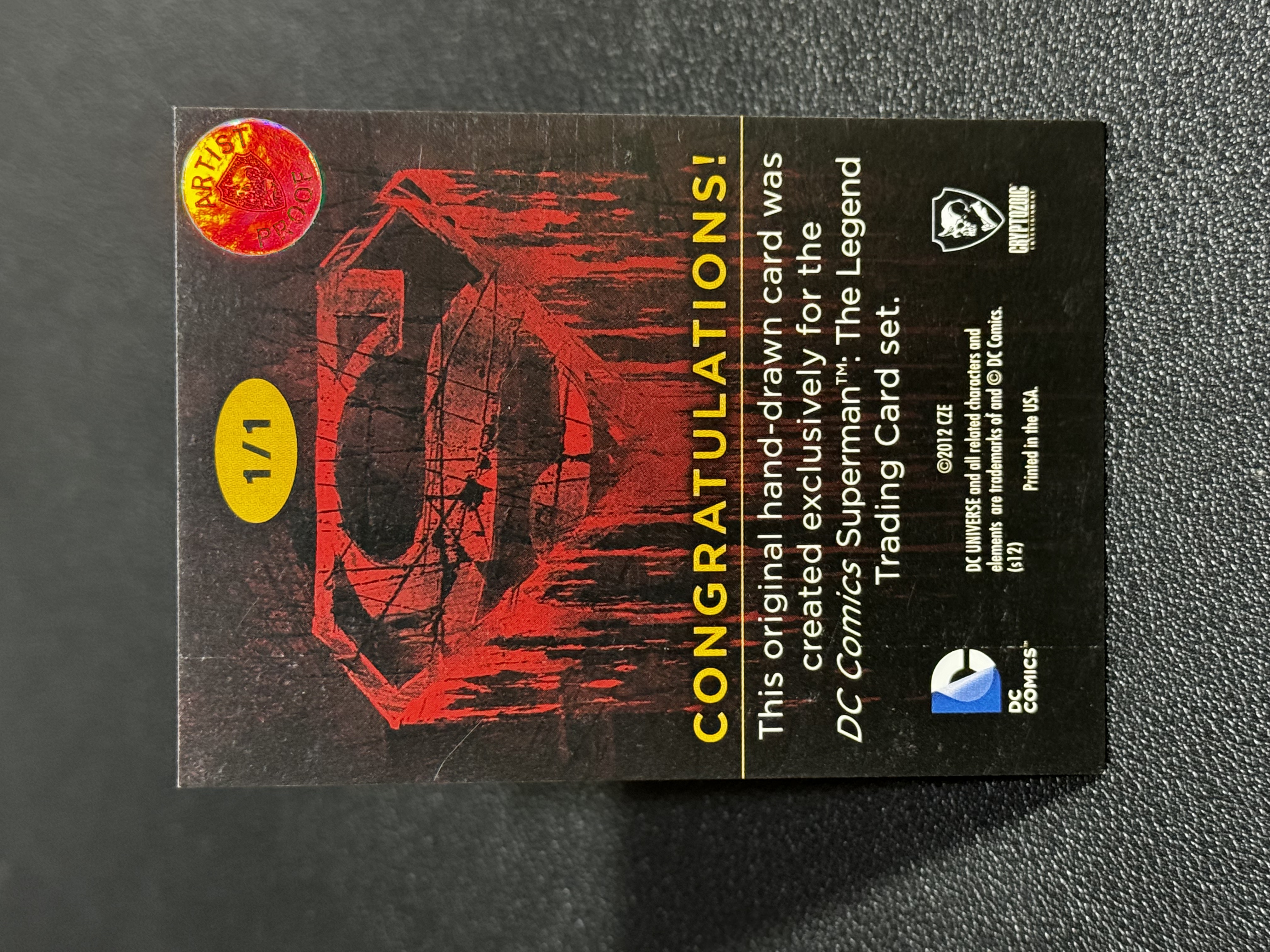 2020 Cryptozoic DC Universe Dc Comics Dc 漫画 超人 传奇 手绘卡 1/1 1OF1 空白底卡 ARTIST SKETCH CARD LWLP