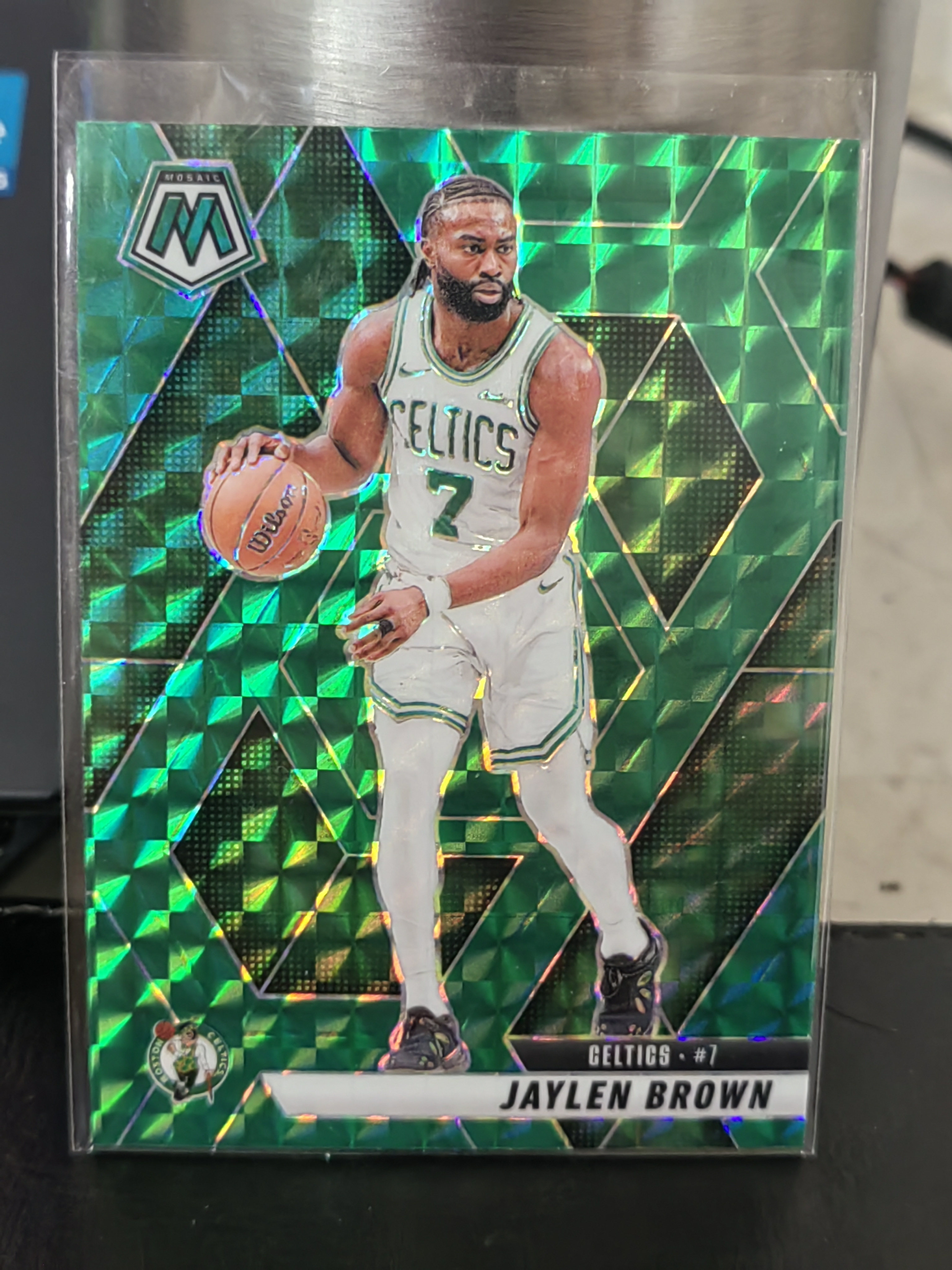 2024-25 Panini Mosaic Jaylen Brown 马赛克 杰伦布朗 凯尔特人 绿折 绿格子折 篮 白边白角 不保卡品 卡品如图