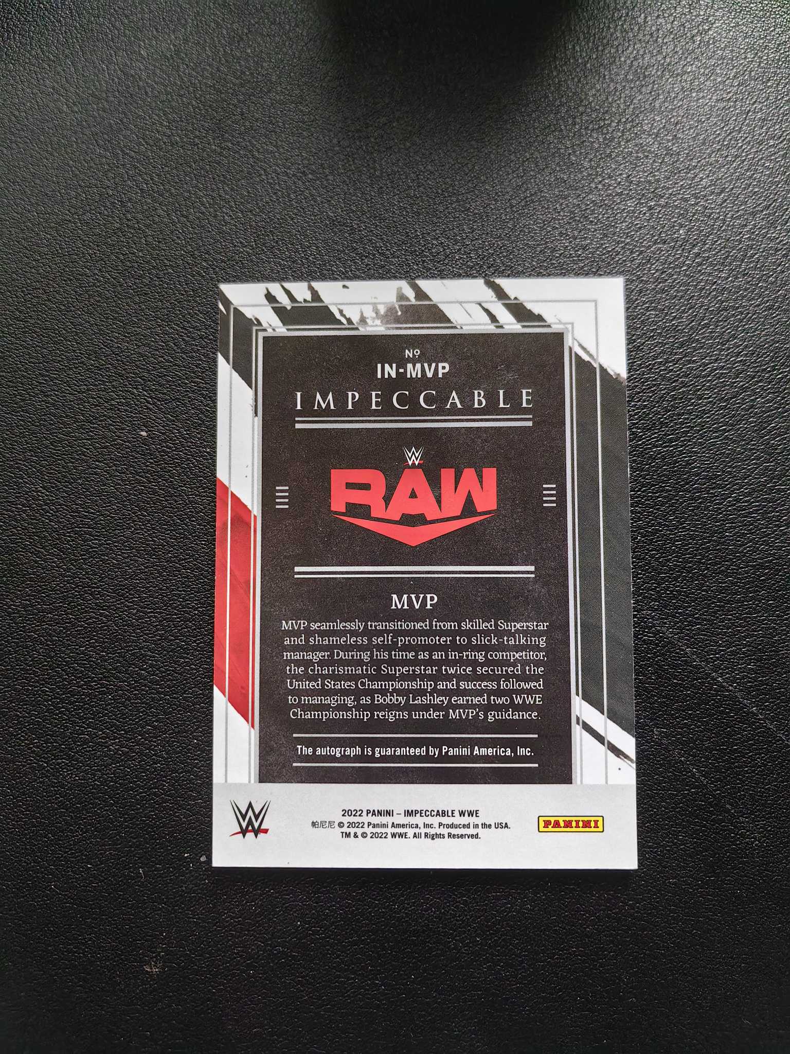 【承诺】2022 小真金系列 WWE RAW 战争之王 MVP 竖版签字 卡签 10编 金平行 微瑕 专收（松果）