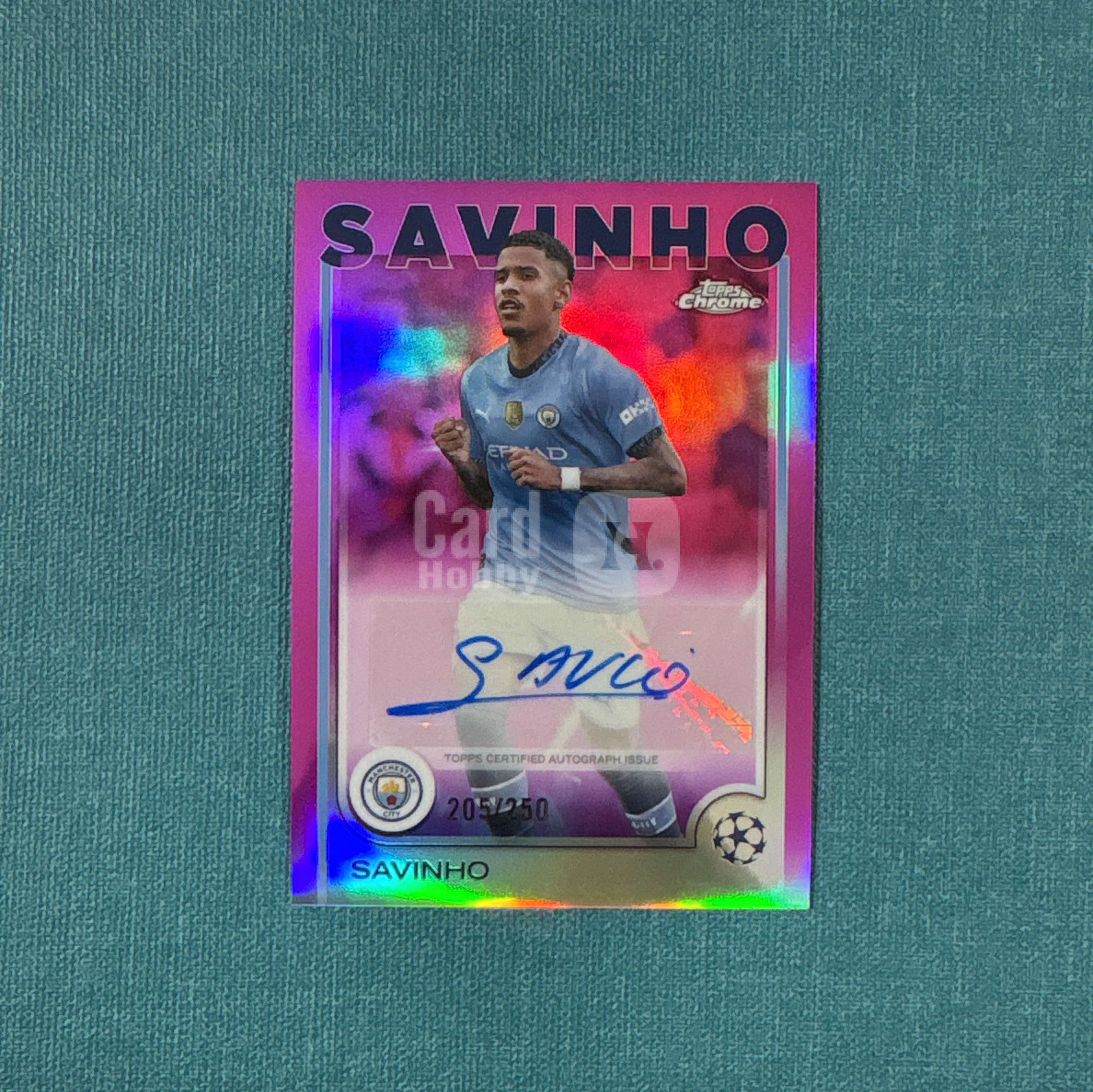 2024-25 Topps Chrome 欧战 Savinho 萨维尼奥 签字 205/250编 粉折 曼联 卡品如图 YDH