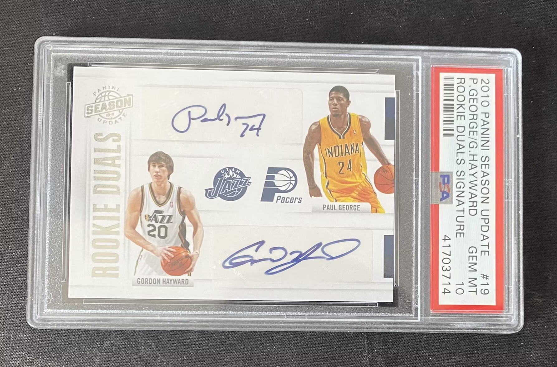 2010-11 Panini Season Update Paul George 【来拆波卡】爵士 步行者 戈登海沃德 Hayward 保罗乔治 双人 新秀 双签 签字 99编 PSA10分