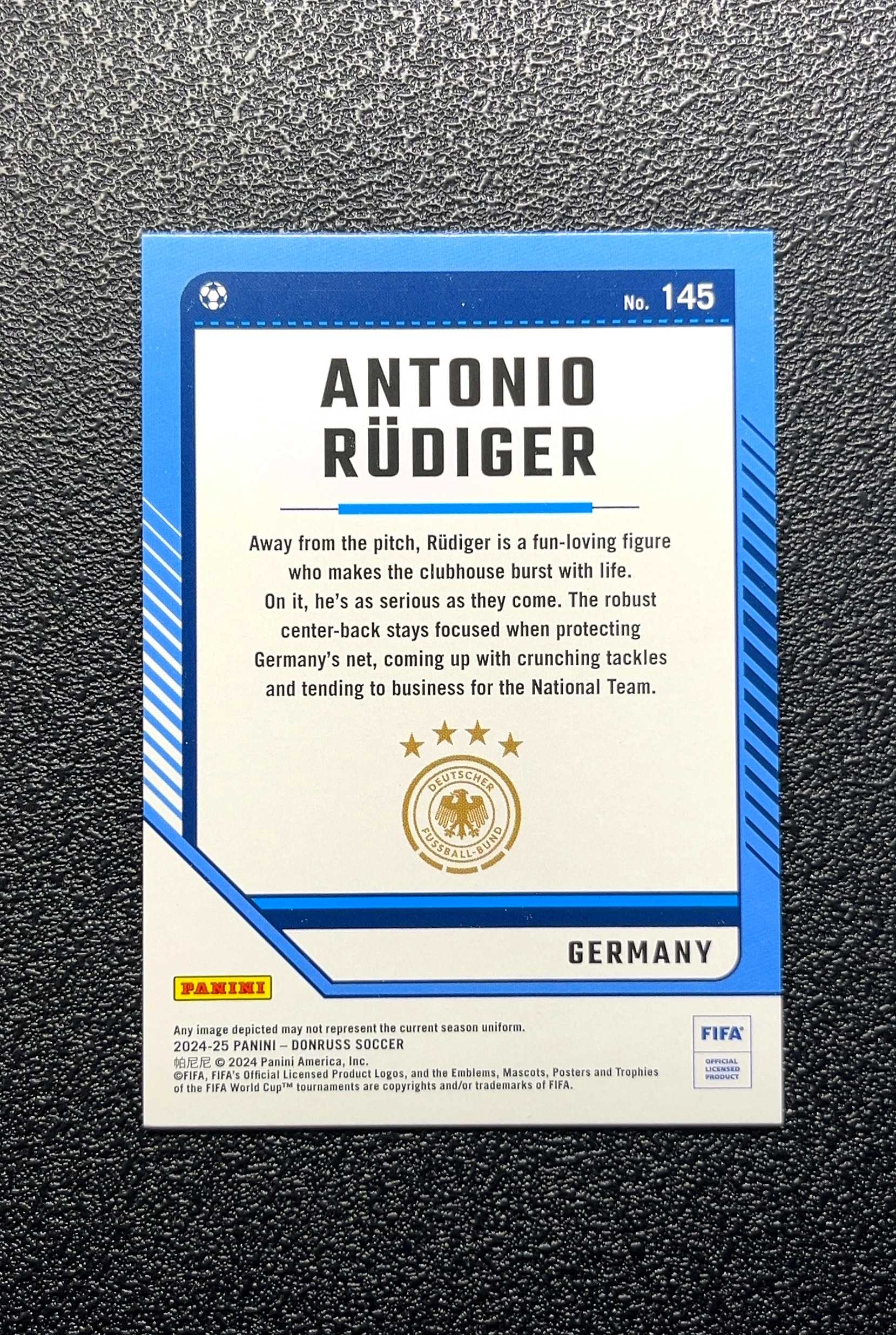 【小白1%代卖】2024-25 Panini Donruss Antonio Rüdiger 安东尼奥·吕迪格 银瀑布折 折射 卡品如图 高价值 #145 GERMANY 德国 0013#403