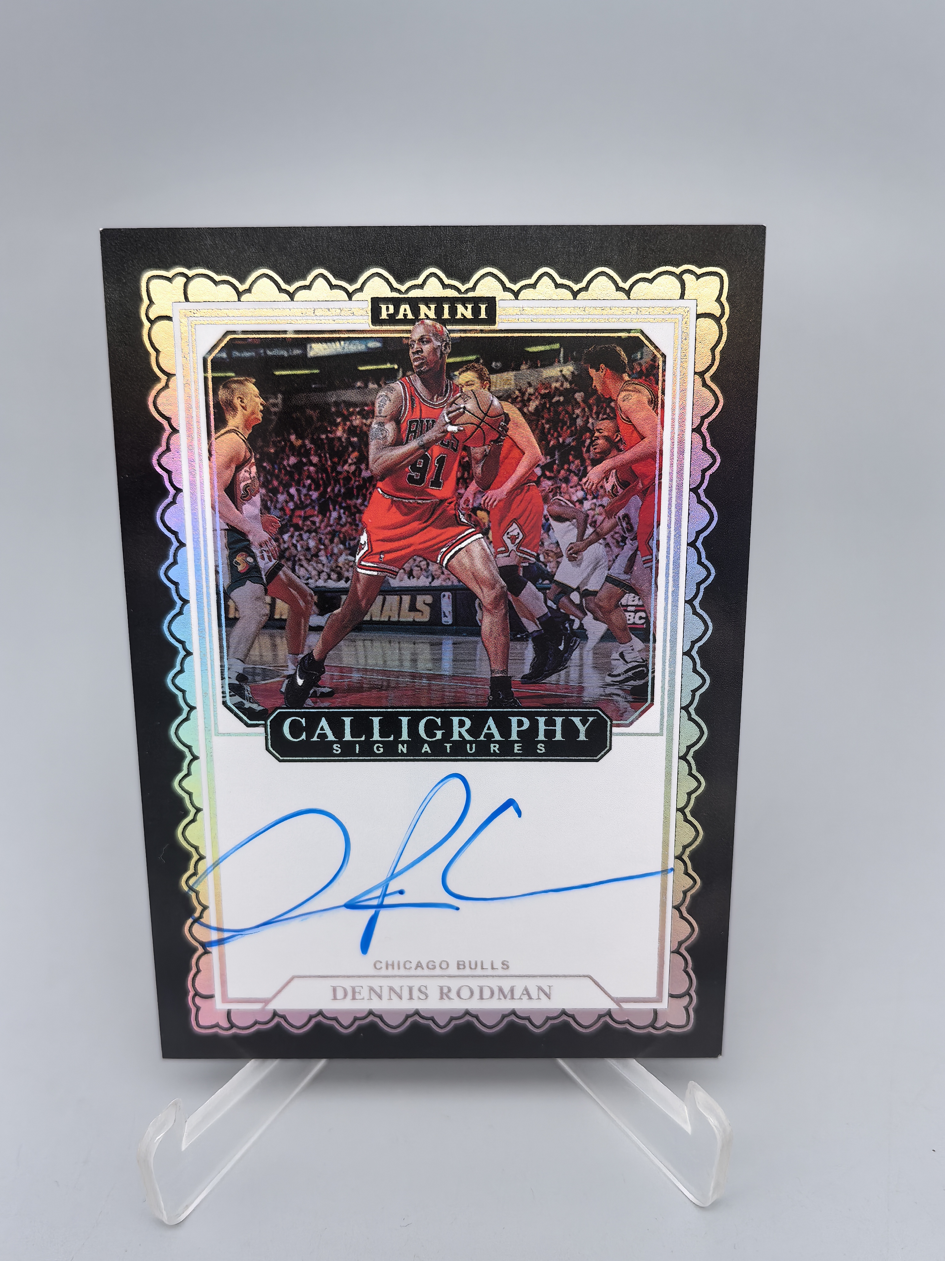 【坚果卡牌代拍】2023-24 Panini 系列插入 Dennis Rodman 芝加哥公牛 丹尼斯罗德曼 大虫 Calligraphy 折射 签字卡签 插放签字卡 卡签 大比例 df1026