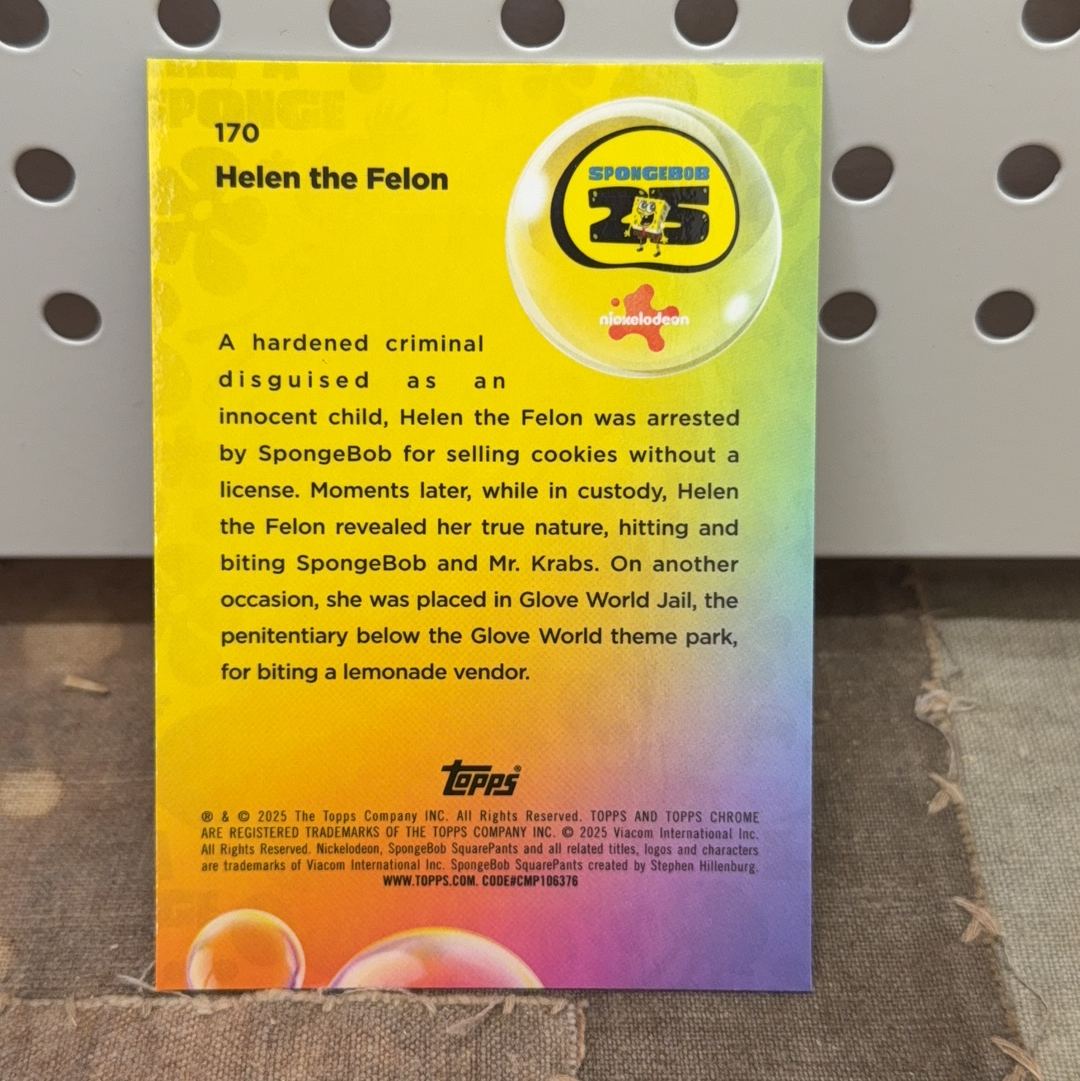 2025 Topps Chrome SpongeBob 25th 海绵宝宝 25周年 大比例 蓝棱镜折 67/75 编 Helen The Felon #170