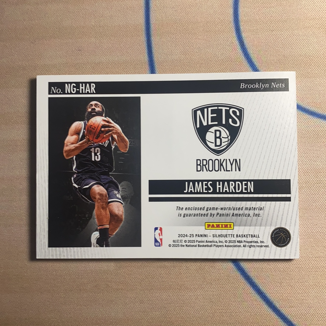 2024-25 Panini Silhouette James Harden 剪影系列 布鲁克林篮网 洛杉矶快船 登哥 詹姆斯 哈登 NBA Gear 落场球衣切割 Patch实物 品相如图