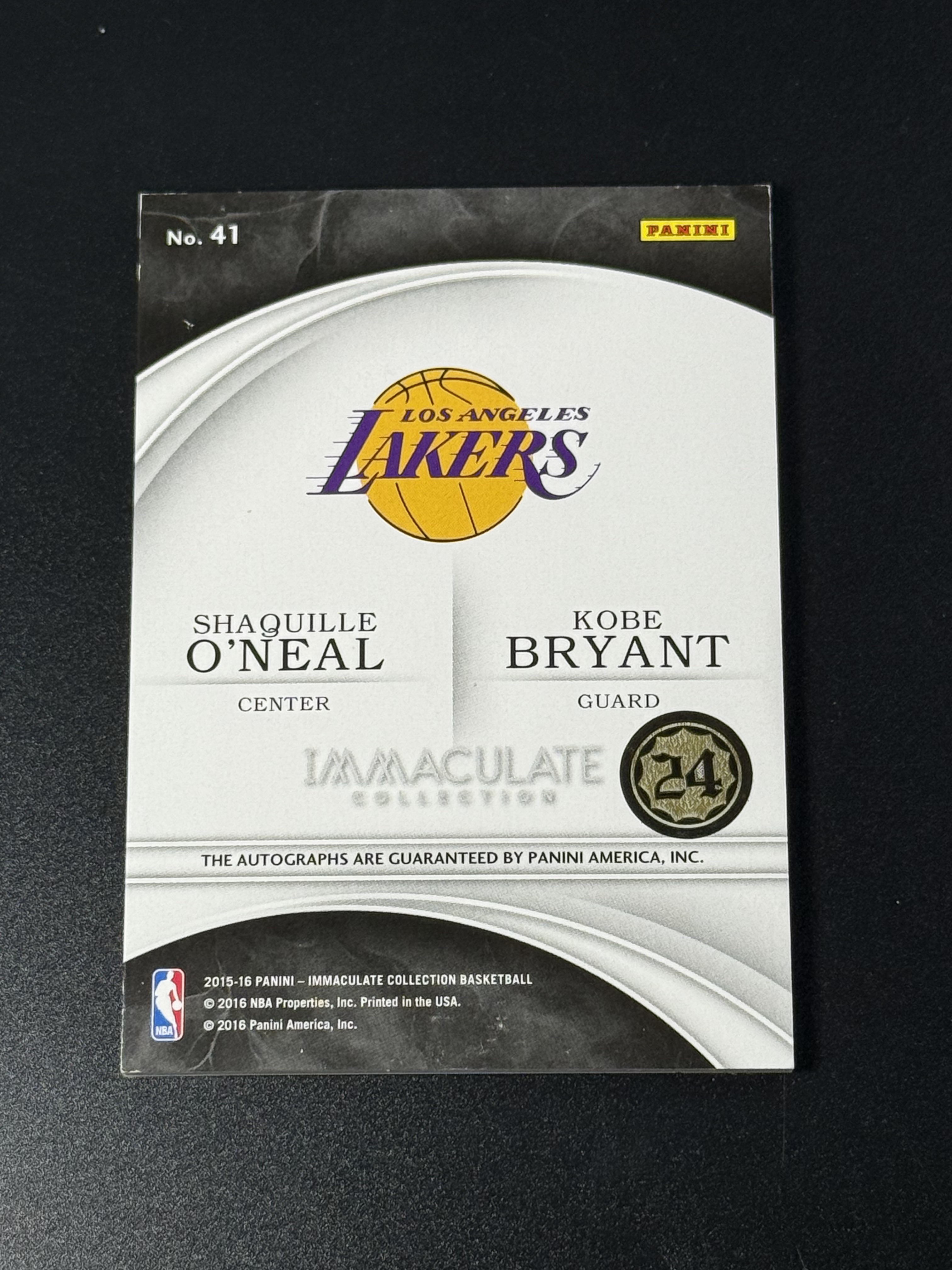 【喷子拍卖】2015-16 Immaculate Shaquille O'Neal Kobe Bryant 洛杉矶湖人 科比 布莱恩特 大鲨鱼 奥尼尔 签字 25编 镜面 闪版 唯一OK组合双人卡签 大hit卡 送订制壳 轻印看图 APTX