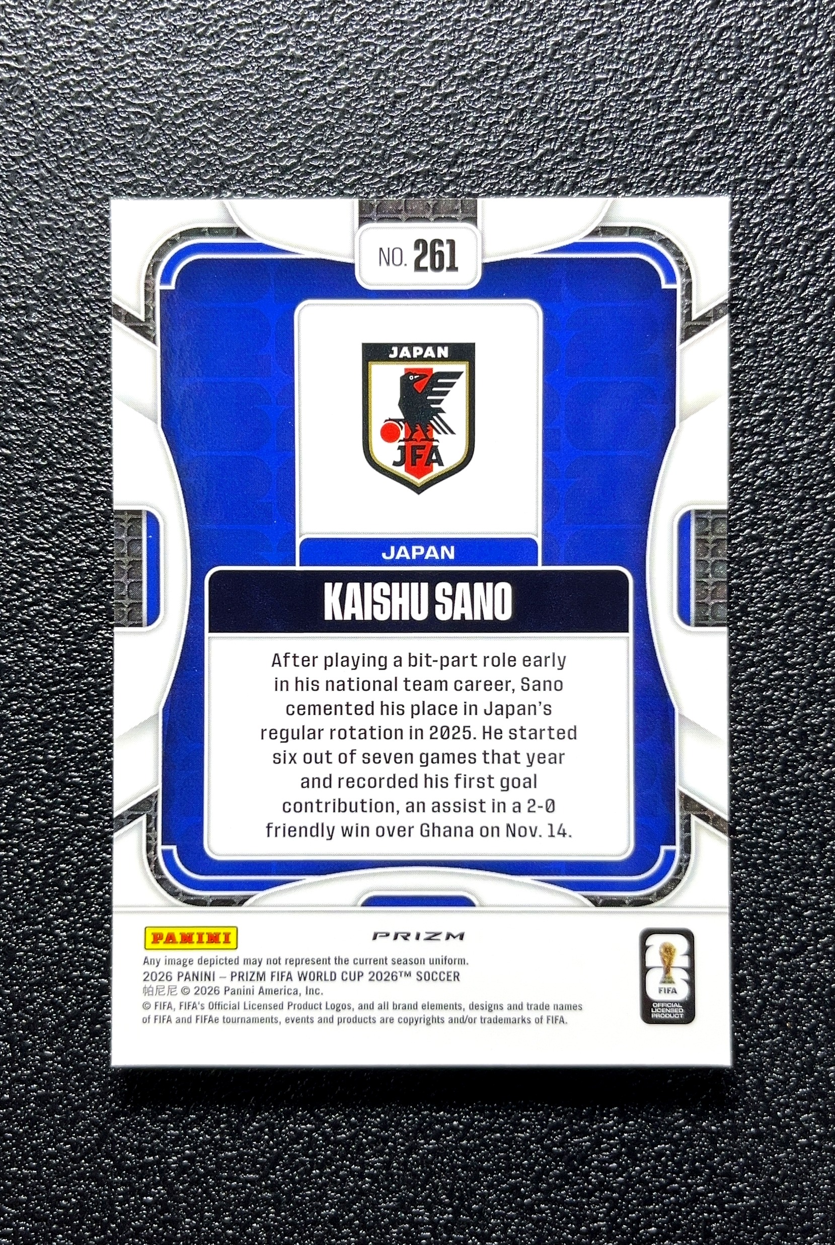 【小白1%代卖】2026 Panini Prizm Kaishu Sano 佐野海舟 卡品如图 高价值 #261 JAPAN 日本 0809