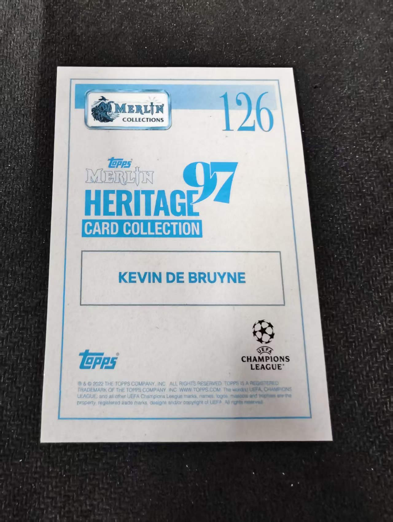 【可合并,不累计】2022 Topps Merlin97 Kevin De Bruyne 德布劳内 丁丁 曼城 碎冰折 欧冠 梅林97 边角瑕疵 #126