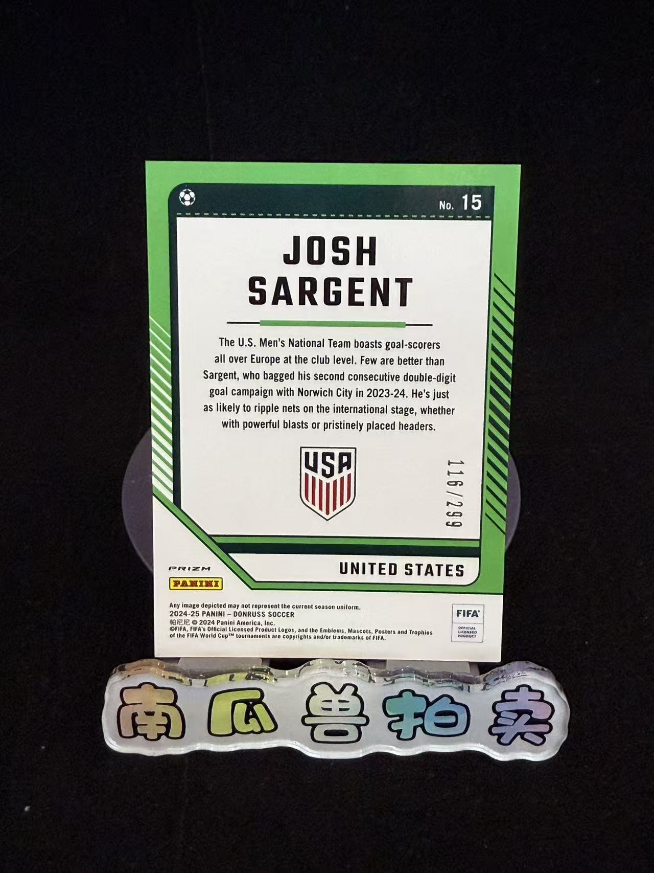 2024-25 Panini Donruss Josh Sargent 杜蕾斯 美国 萨金特 299编 红折 折射 不保卡品 南瓜兽瓜哥12.1