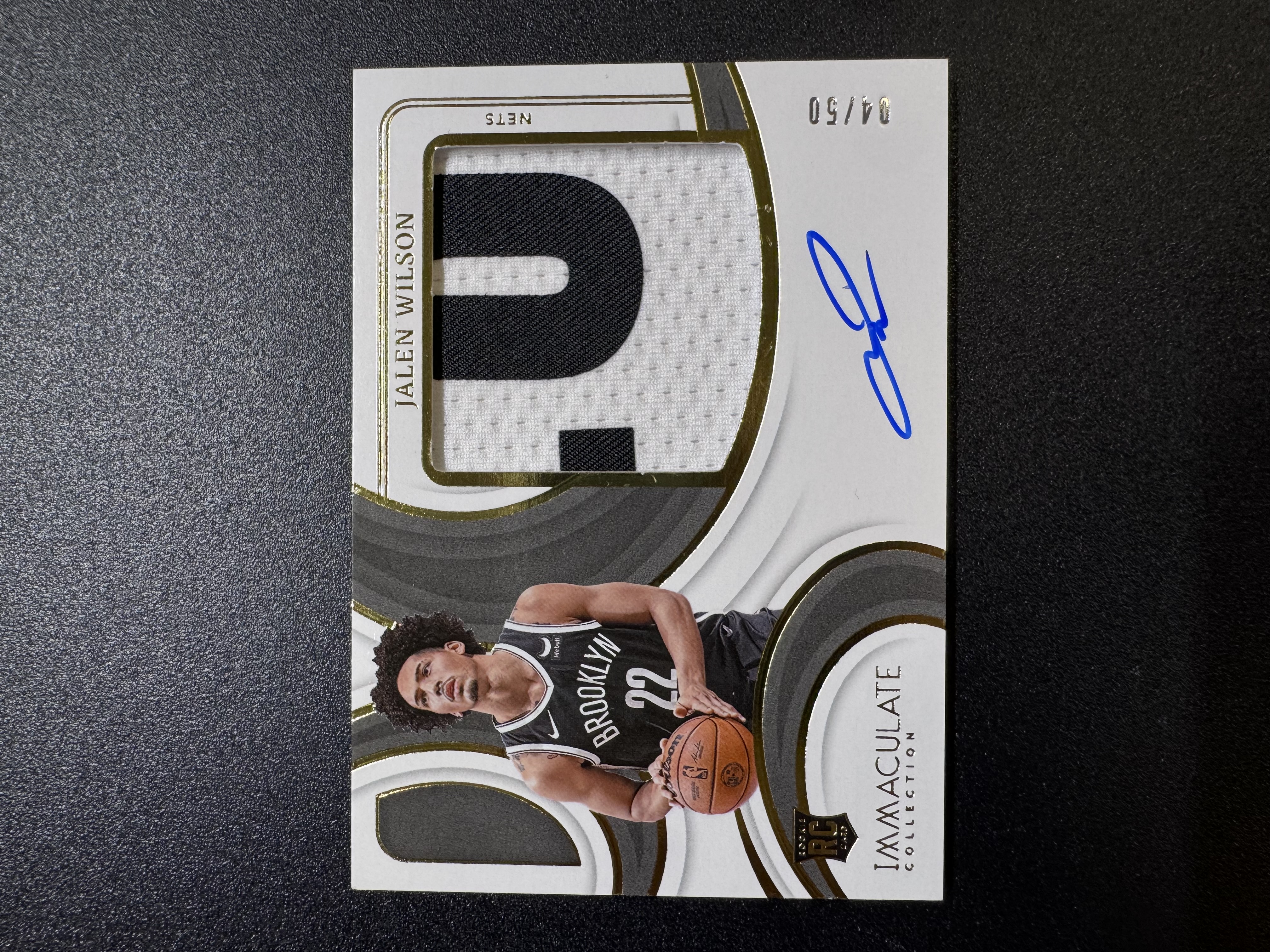 2023 Panini Immaculate Jalen Wilson RC 杰伦威尔逊 篮网 50编 RPA 新秀 卡签签字 球衣Patch 瑕疵如图