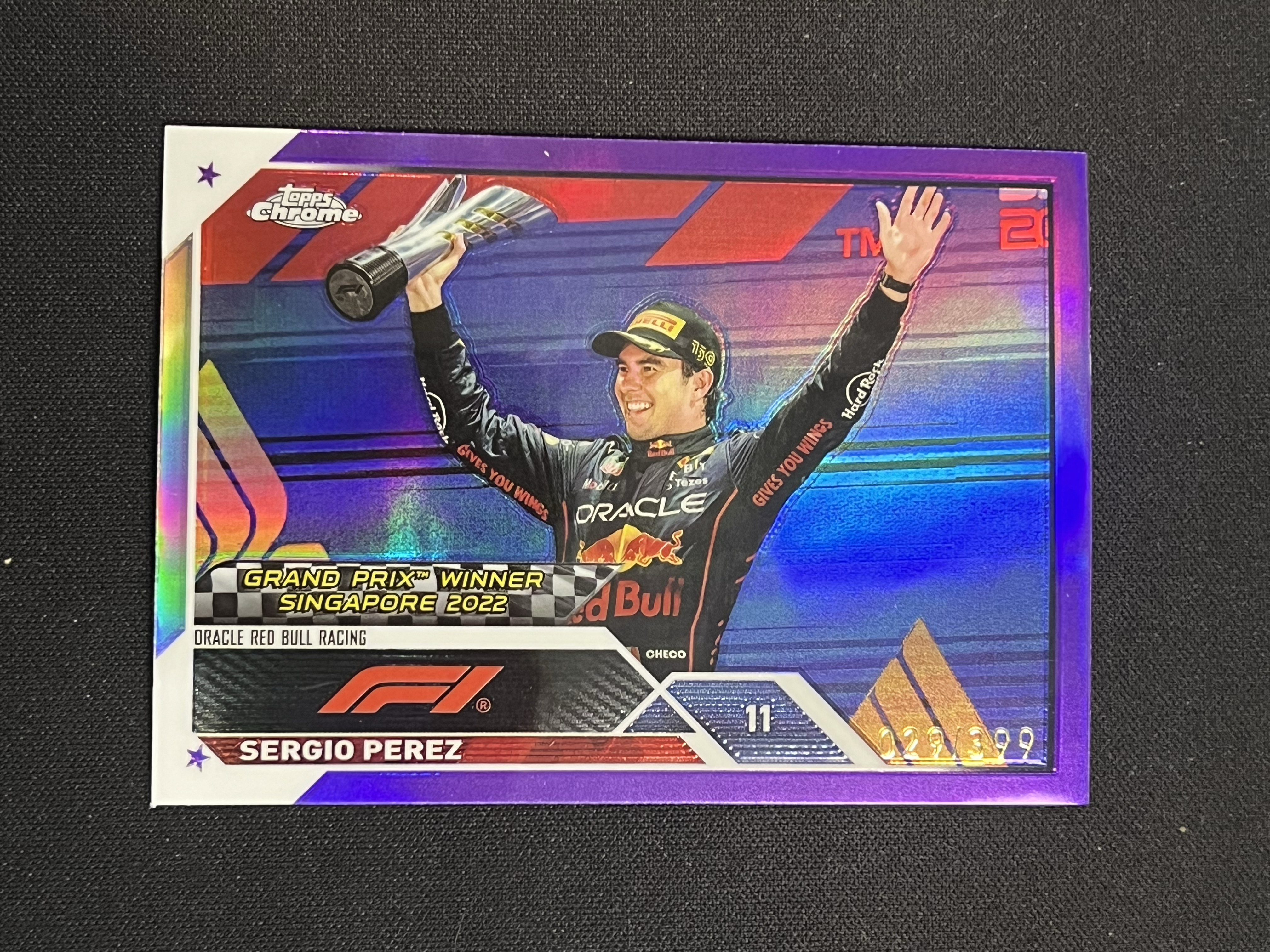 【卡卡星拍卖】2023 Topps Chrome Sergio Perez 佩雷斯 红牛 29/399编 折射 紫折  领奖台 捧杯 卡品如图 DL