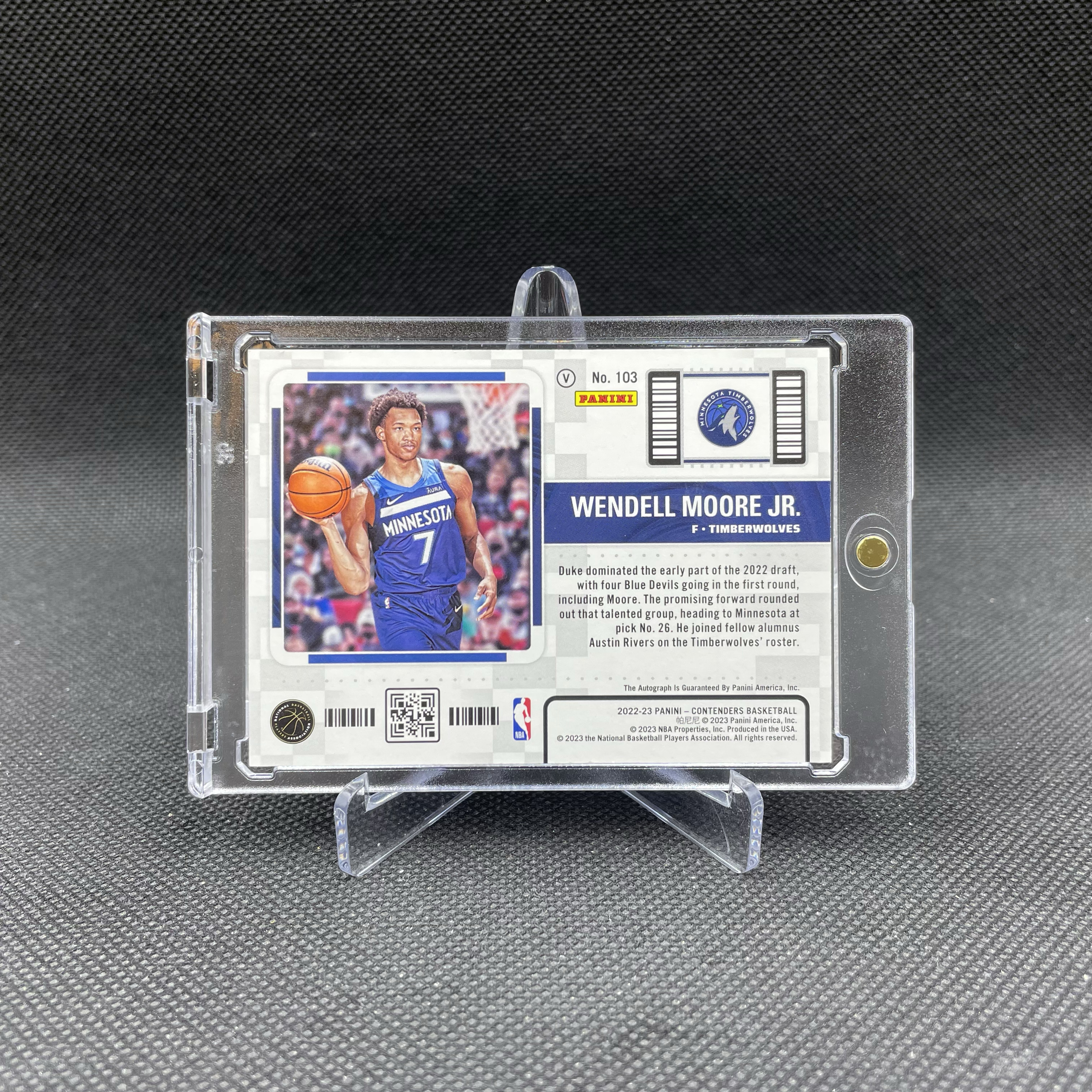 2022-23 Panini Contenders Wendell Moore Jr. RC 球票 森林狼 新秀 小温德尔 摩尔 签字 卡签 爱德华兹队友 潜力秀 墨迹湛蓝 品如图 不累计 阿苏