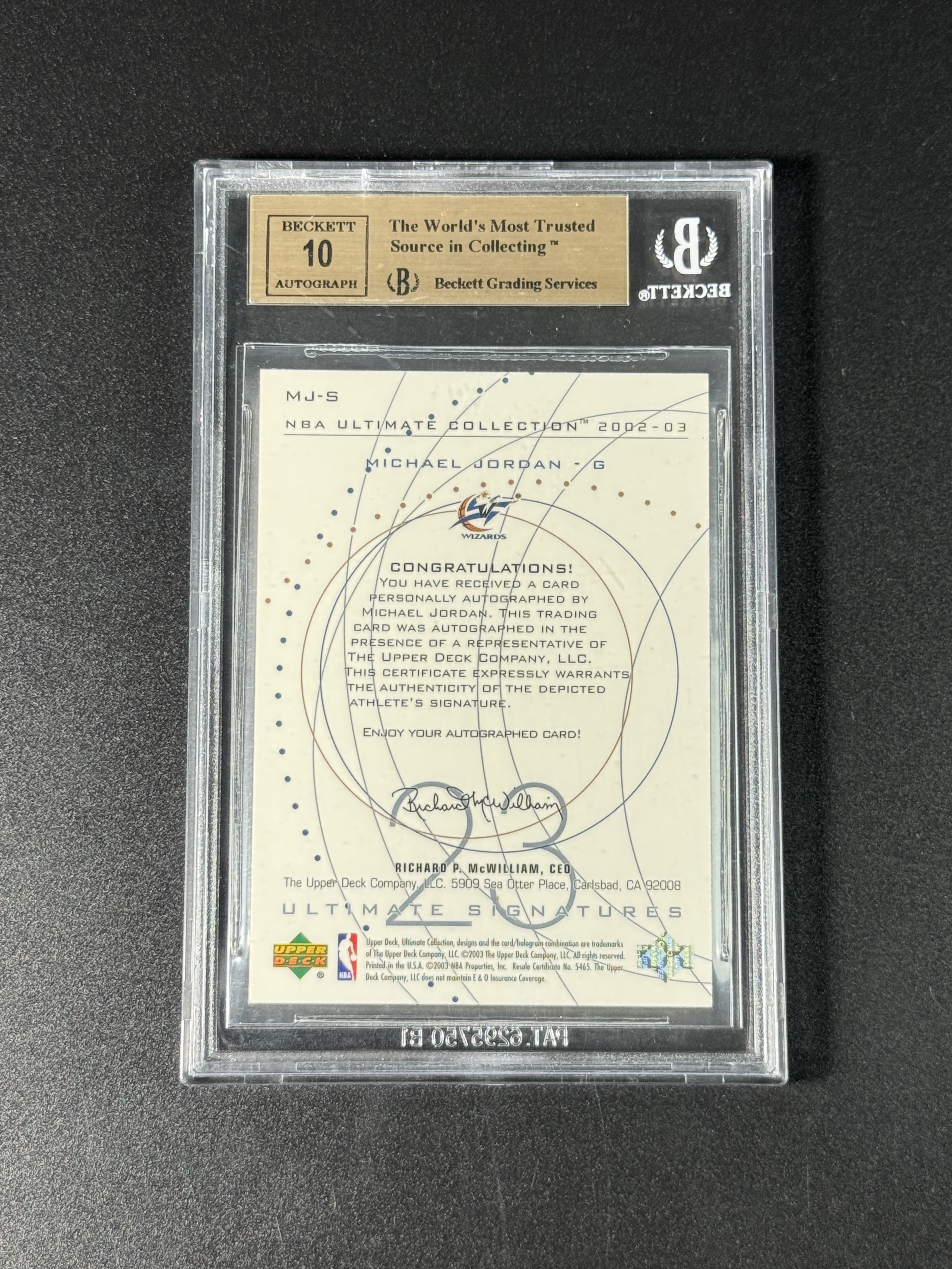【喷子拍卖】2002-03 upper deck ultimate Michael Jordan 终极收藏 华盛顿奇才 篮球之神 迈克尔 乔丹 签字 卡签 闪版 大hit卡 BGS金标9.5/10 专收必备 YJ88