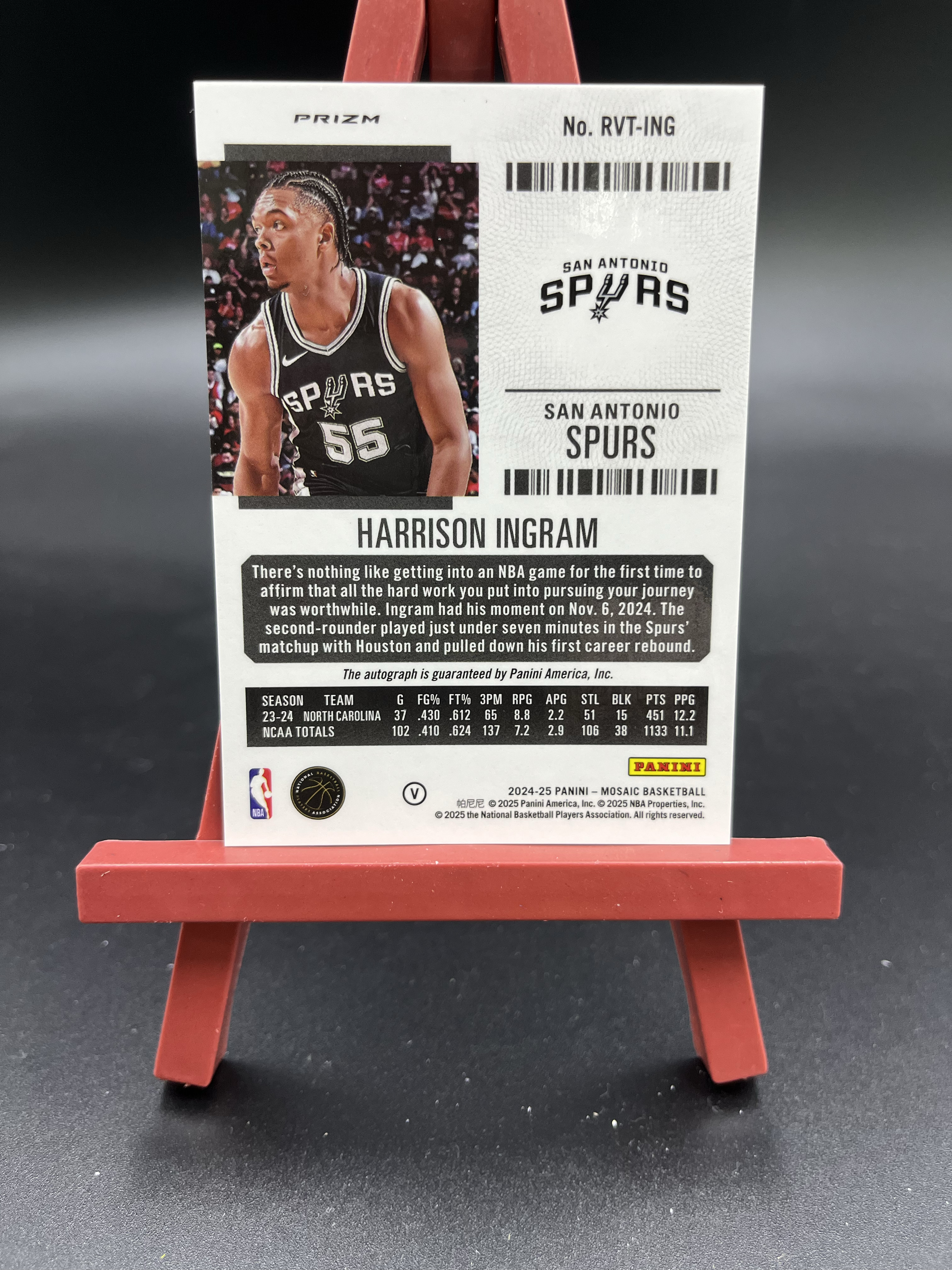 2024-25 Panini 球票optic Harrison Ingram 马刺 哈里森 英格拉姆 新秀RC 银马赛克折 银折 折射 球票插入签 签字 卡品如图【优质签字专场】04WZ