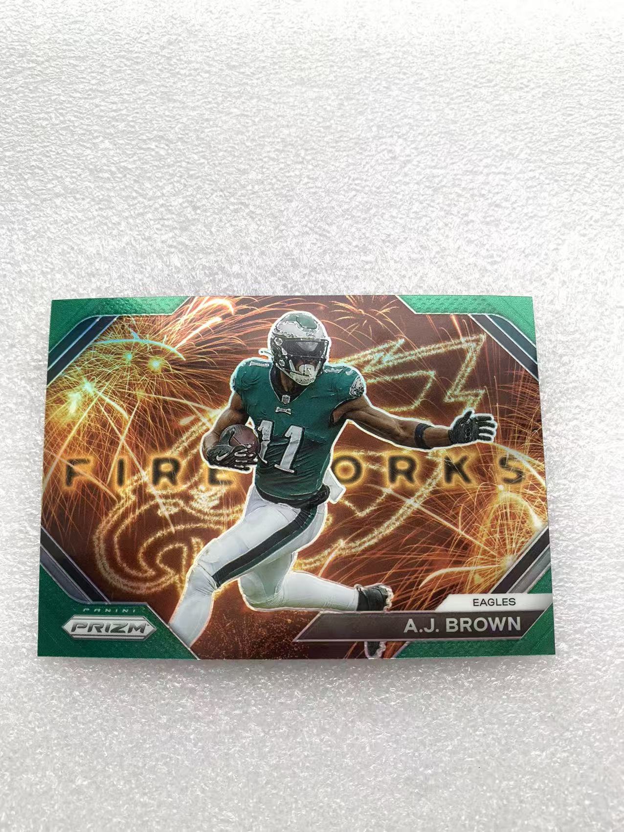 2023-24 Panini prizm A.J. Brown RC AJ 布朗 顶级外接手 横版 绿折 折射