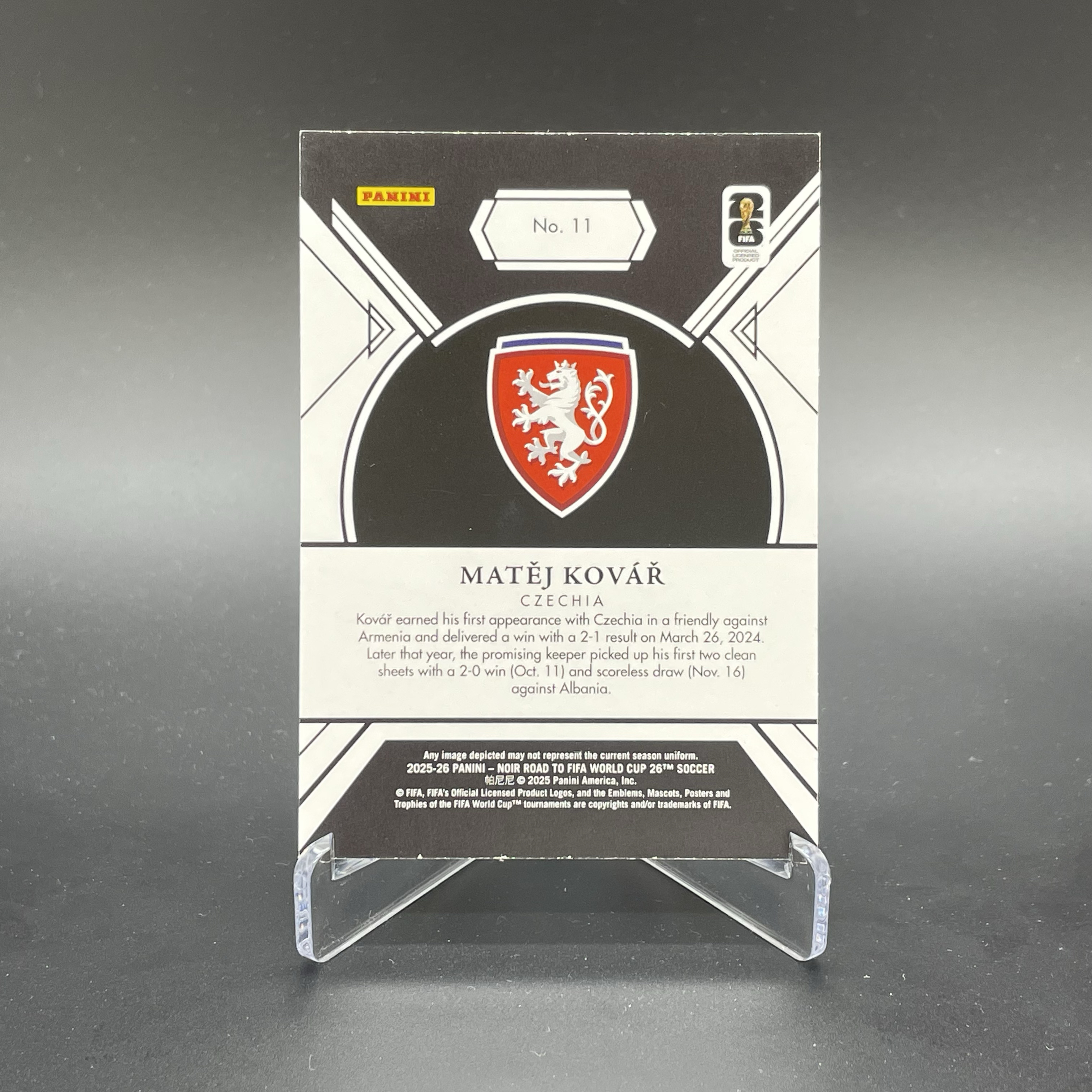 2025-26 Panini Noir Matej Kovar RC 【无界代卖】诺尔 世界杯之路 捷克 新秀 马泰伊 科瓦尔 15/15编 尾编 Base 粉折 粉平行 品如图 不累计 JJ