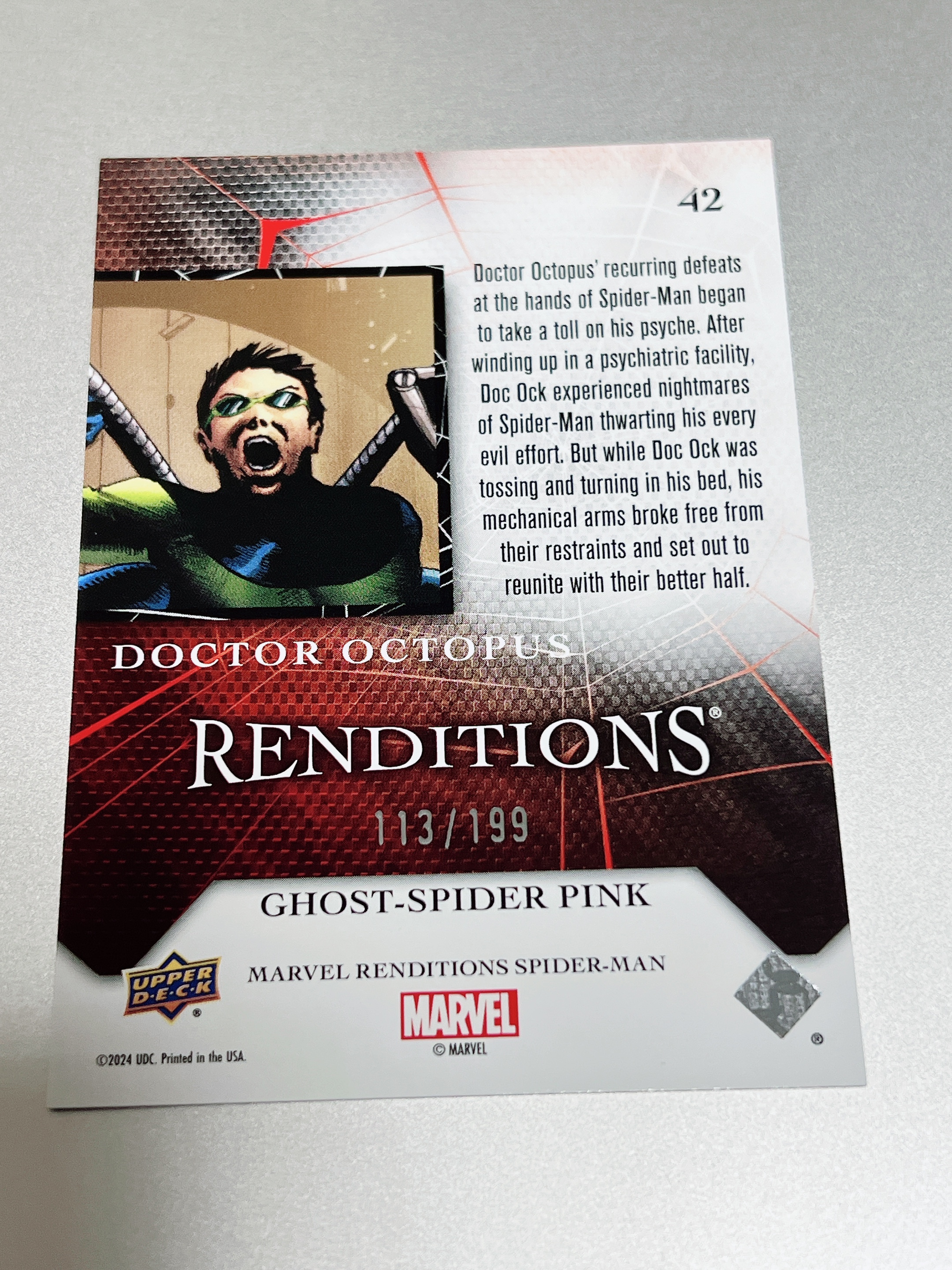 2024 Upper Deck Marvel Renditions Spider-man 漫威 蜘蛛侠演绎 章鱼博士 粉碎冰折 /199编 卡品如图 doctor octopus 113/199