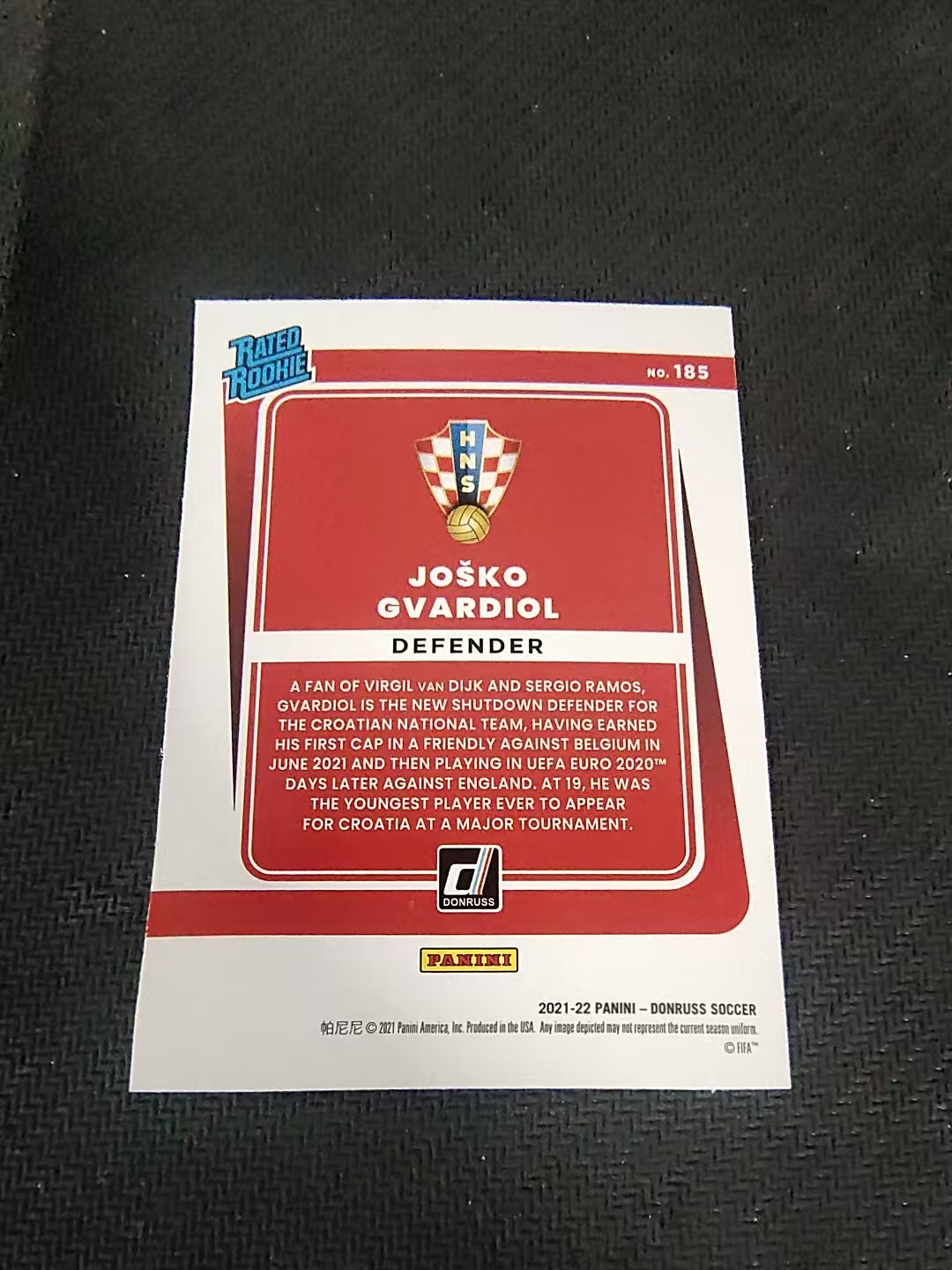 【可合并,不累计】2021-22 Panini Donruss JOSKO GVARDIOL RC 格瓦迪奥尔 克罗地亚 新秀 RC 杜蕾斯 世界杯 边角瑕疵 #185