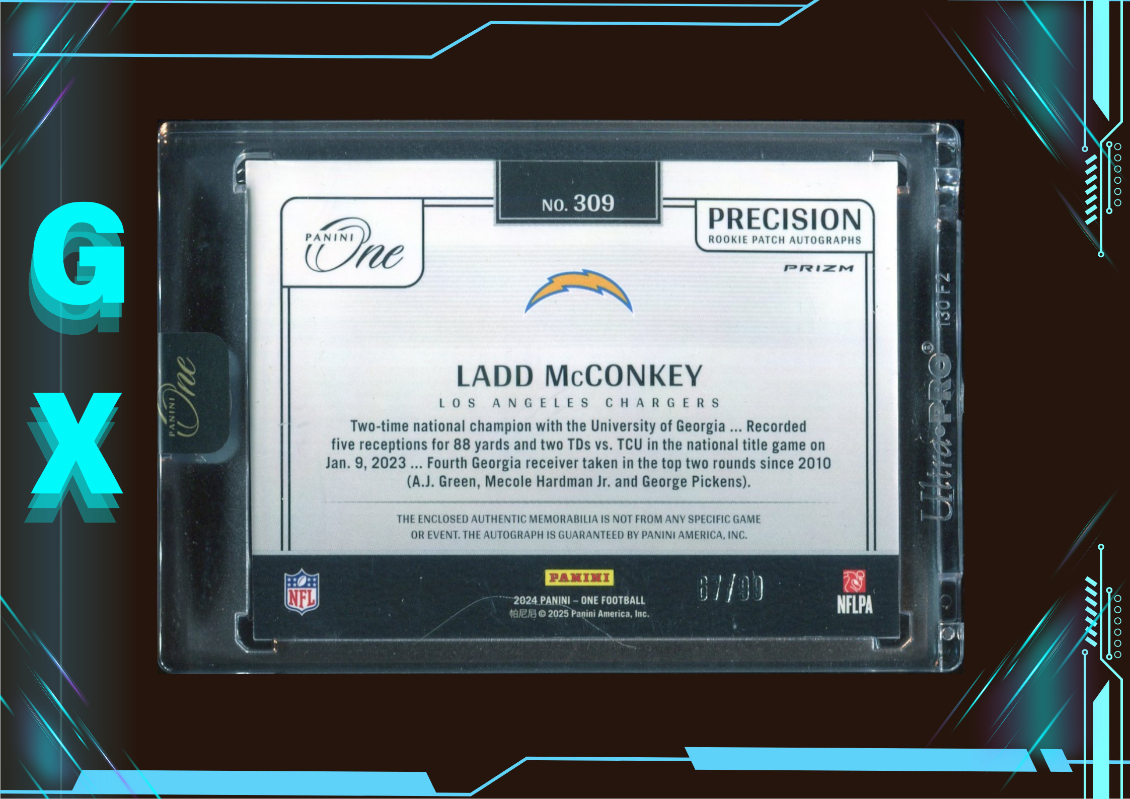 2024 One And One系列 Ladd McConkey 拉德·麦康基 67/99编 新秀RC 大窗 Patch 物料暴力切割 卡签 签字 银折 原封砖 !【钩玄卡店】Will