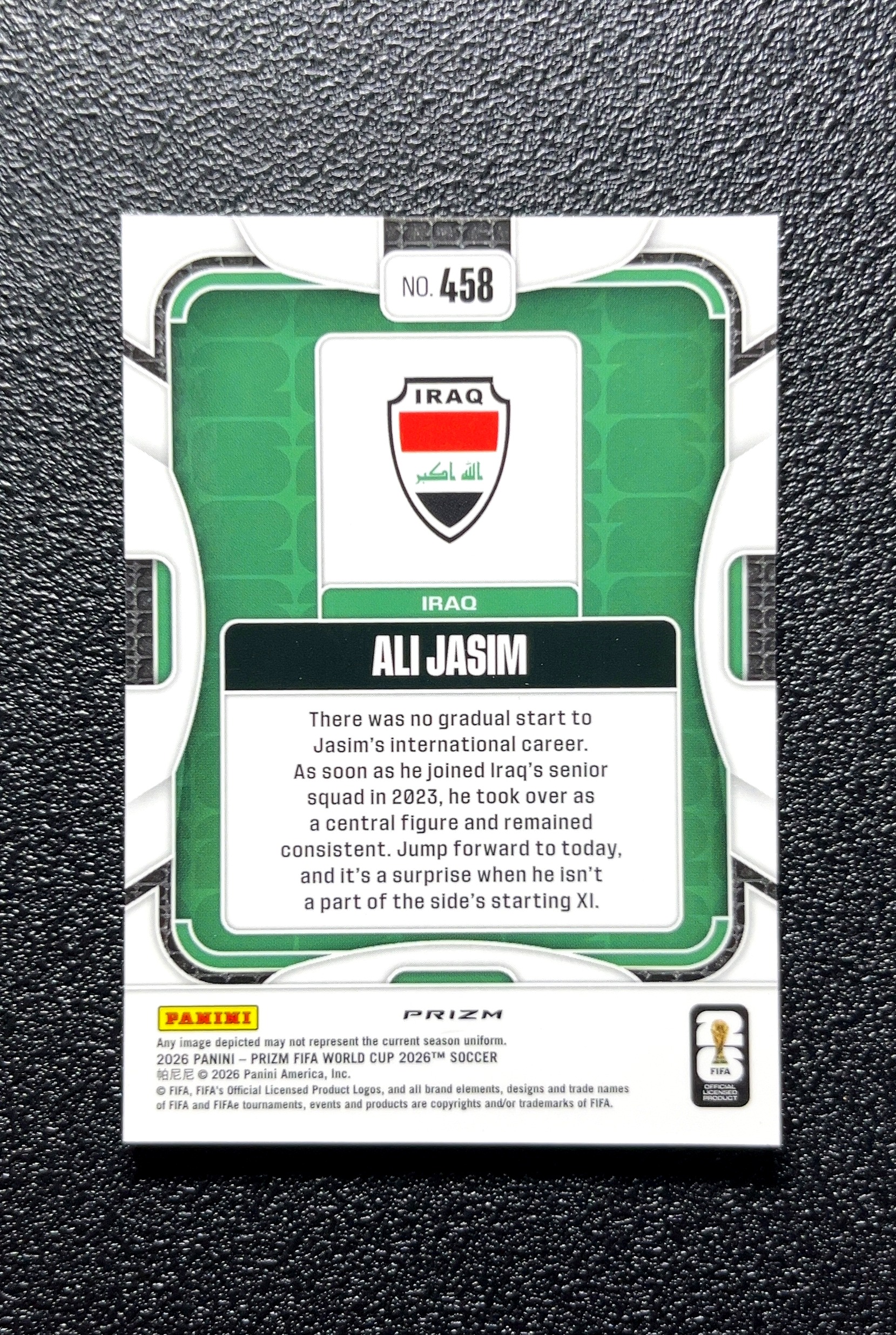 【小白1%代卖】2026 Panini Prizm FIFA World Cup 2026 世界杯 Ali Jasim 阿里·贾西姆 新秀 RC 卡品如图 高价值 #458 IRAQ 0809
