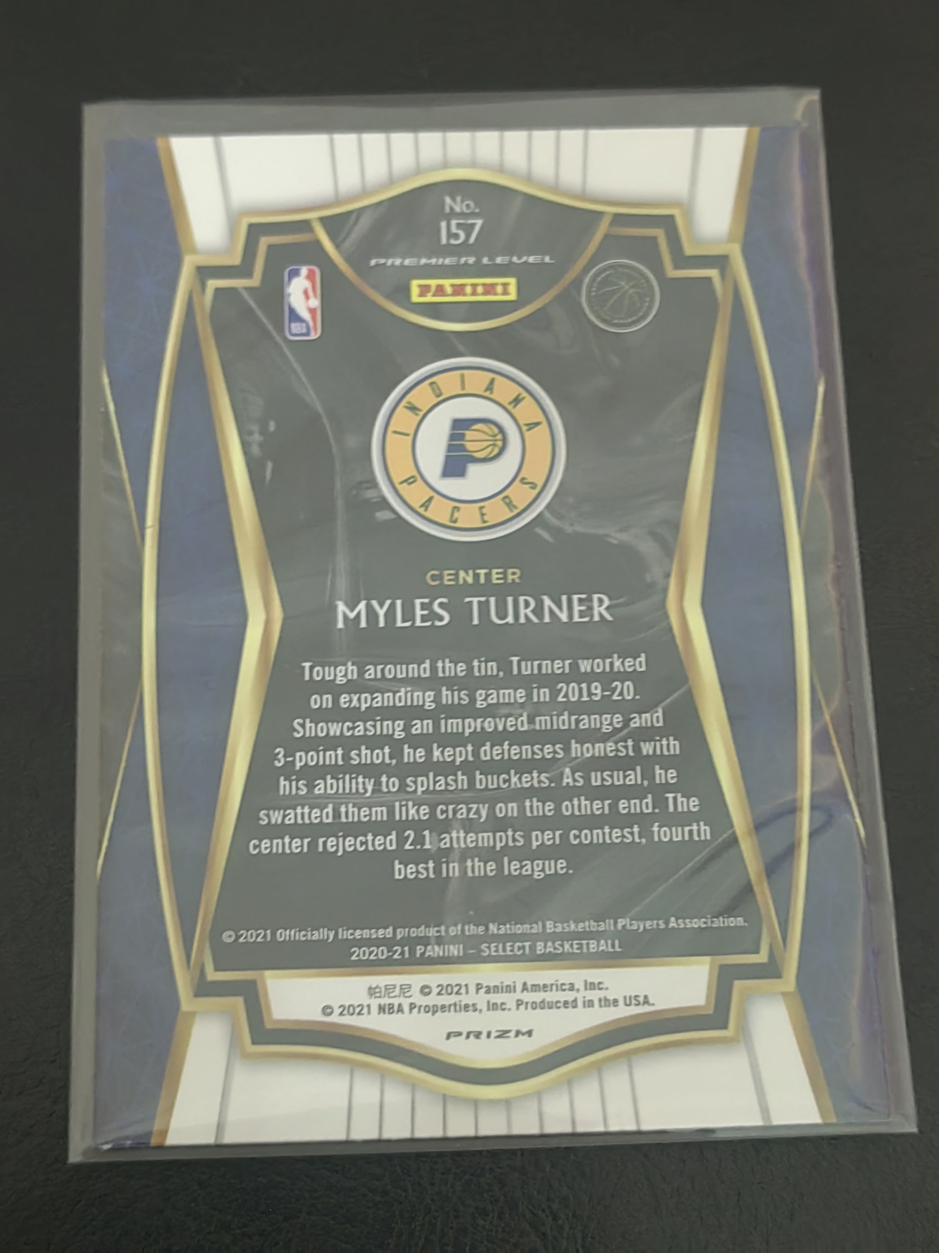 2021 Panini Select Myles Turner Select 迈尔斯・特纳 银折 步行者 篮 凑套 白边白角 不保卡品 卡品如图