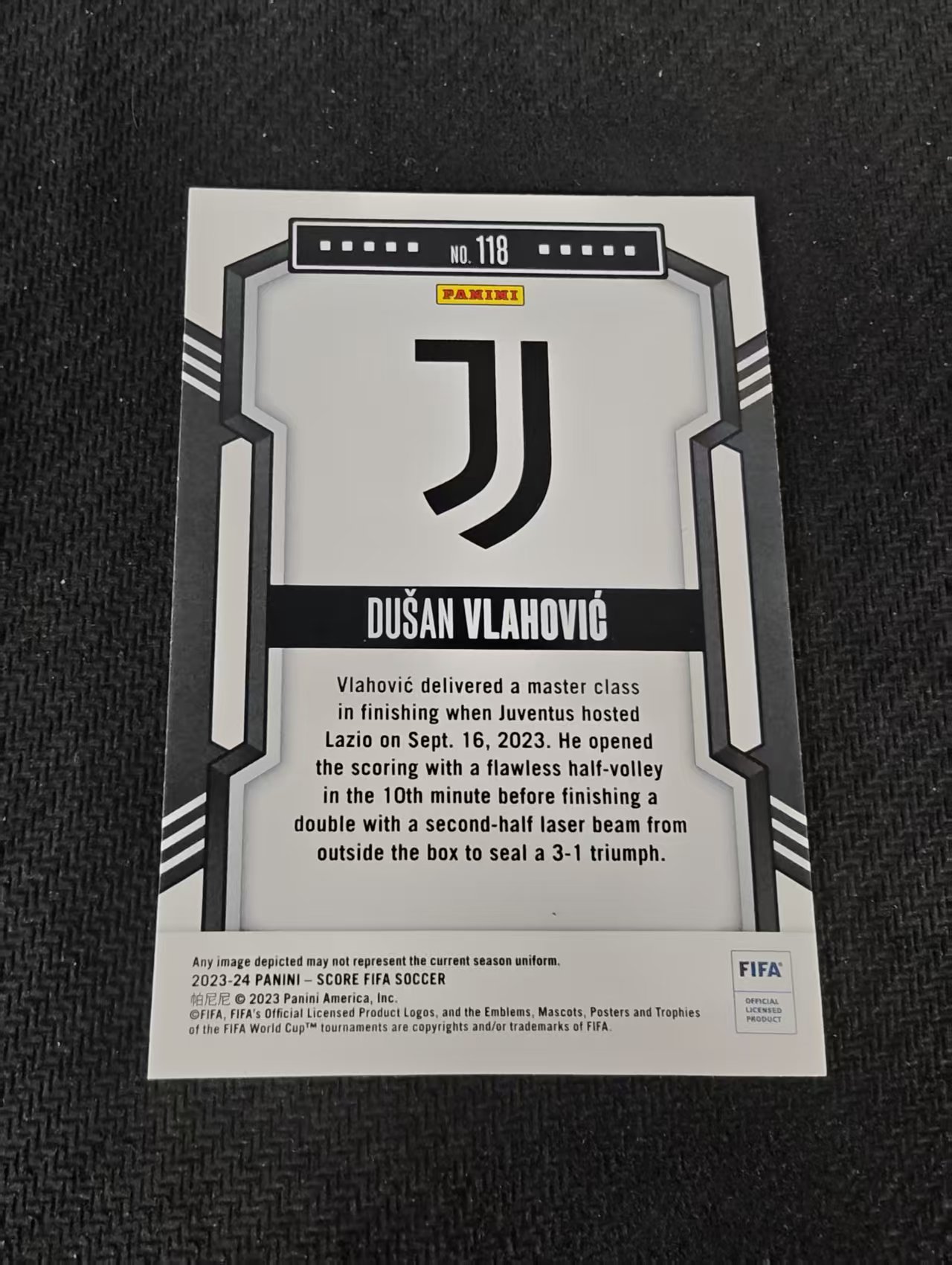 【可合并,不累计】2023-24 Panini Score Dusan Vlahovic 弗拉霍维奇 尤文图斯 FIFA 划痕 边角瑕疵 #118