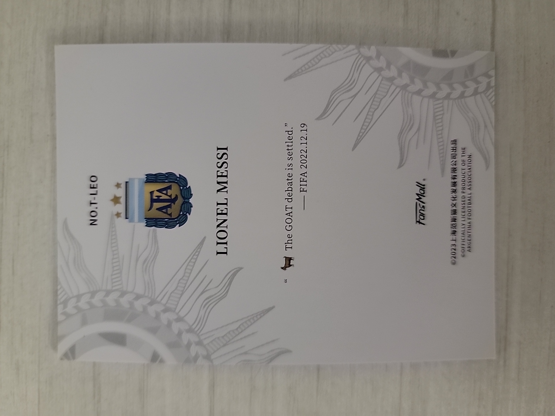 2023 足球 Fansmall LIONEL MESSI chs 卡少爷卡社 GOAT 山羊特卡 范斯猫 阿根廷国家队 梅西 折射 ANDREW