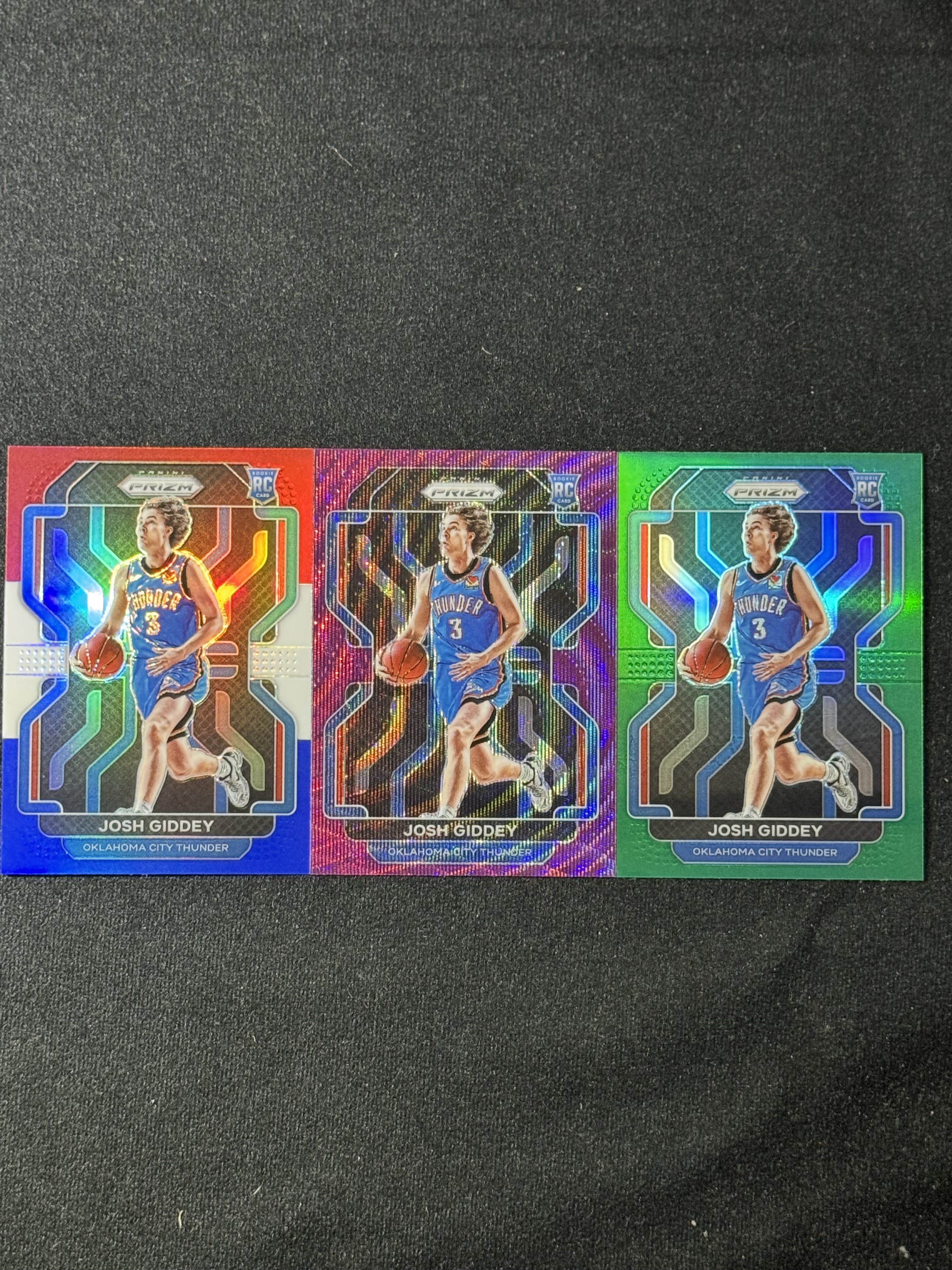 2021-22 Panini Prizm Josh Giddey RC 【扎克代卖】PZ 雷霆新秀 约什 吉迪 三色折 绿折 紫波纹工厂独占 小彩虹 瑕疵如图 投资必备
