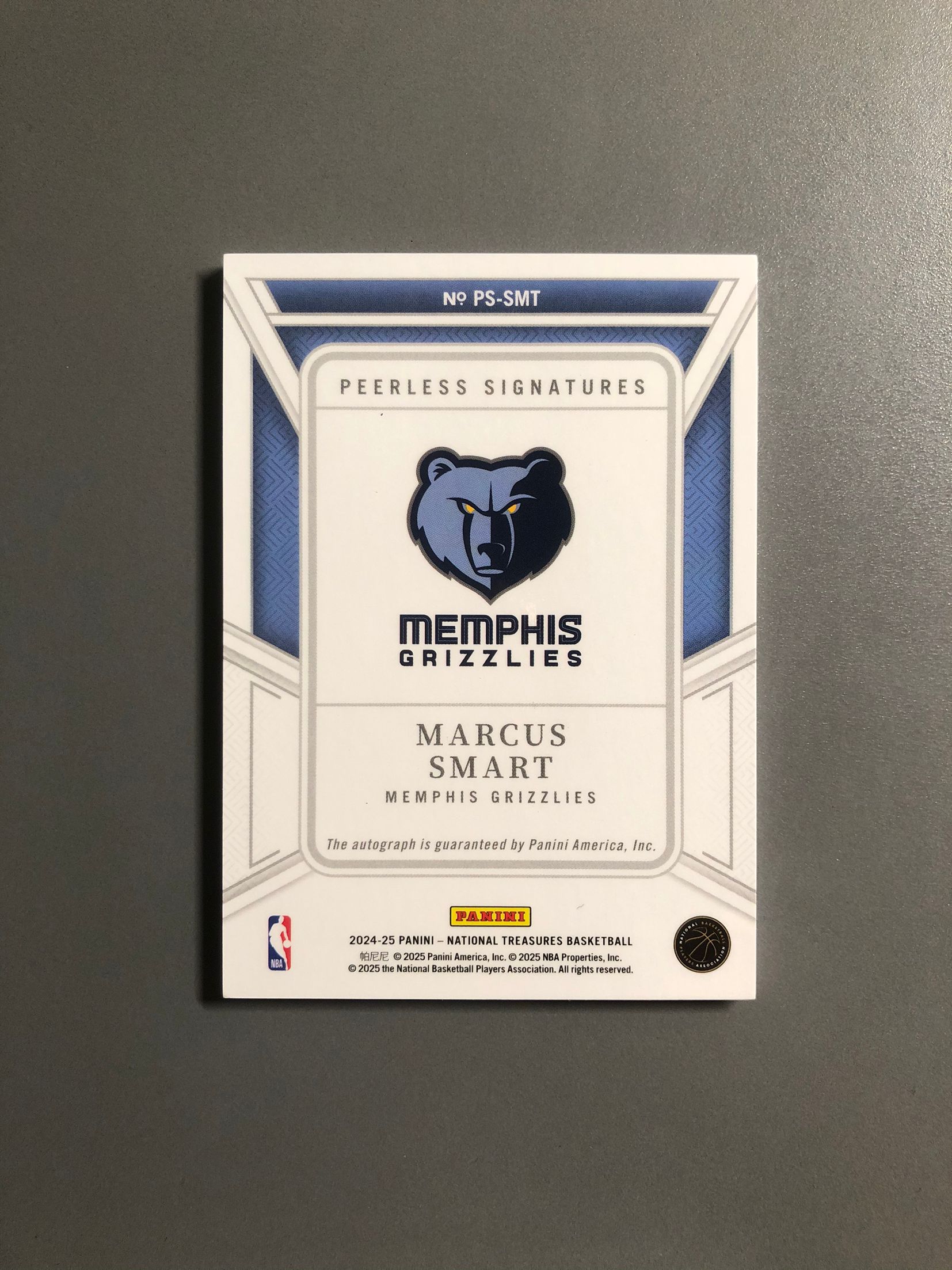 2024-25 Panini National Treasures Marcus Smart 马库斯·斯玛特 灰熊 签字 卡签 Peerless 49编 实卡好看 卡品如图 DF031【诚接代卖】