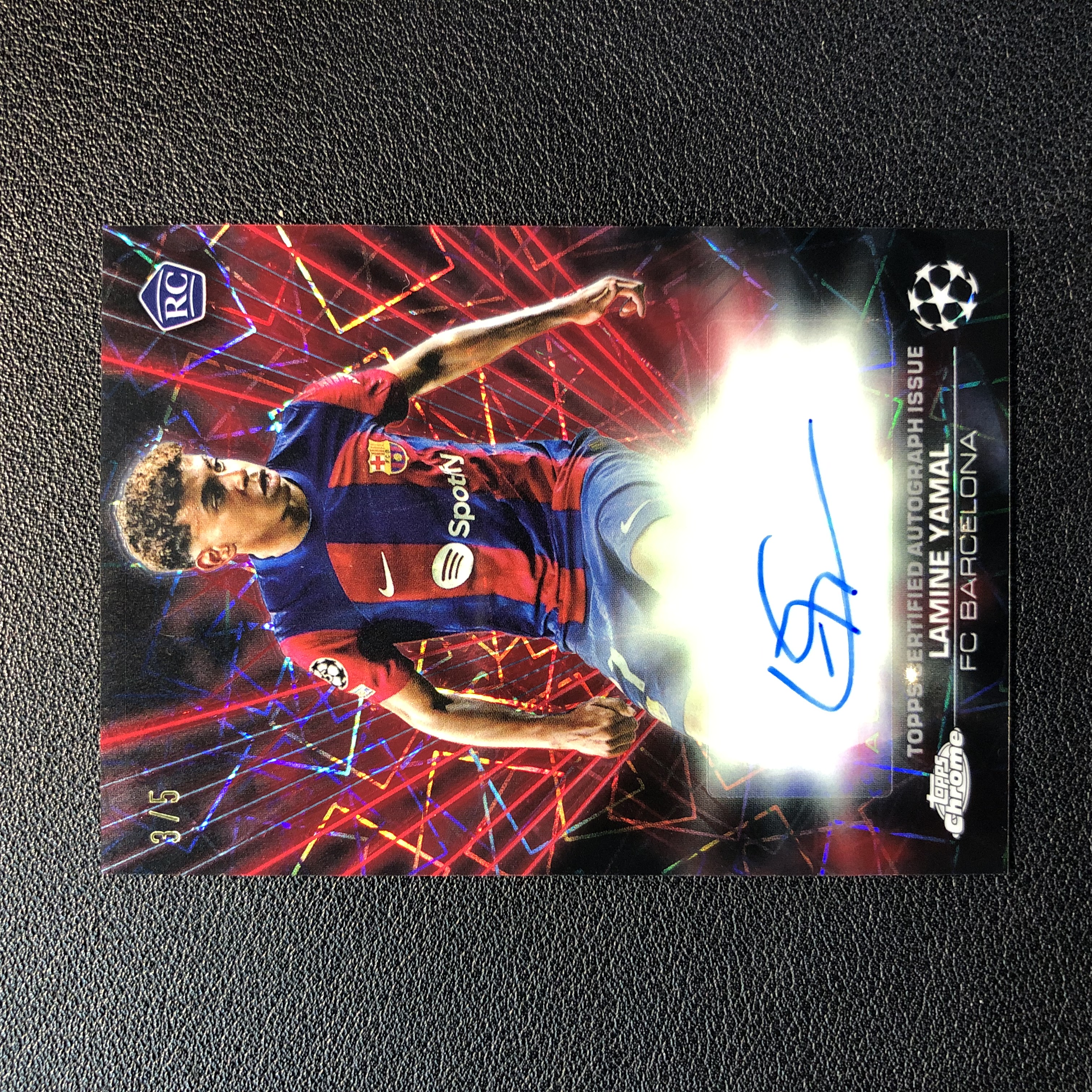 2023-24 Topps Chrome Lamine Yamal RC 拉明 亚马尔 3/5编 红镭射折签 签字 巴萨 巴塞罗那 西班牙 RC新秀 欧冠TC 巨量独占 卡品如图 BU009