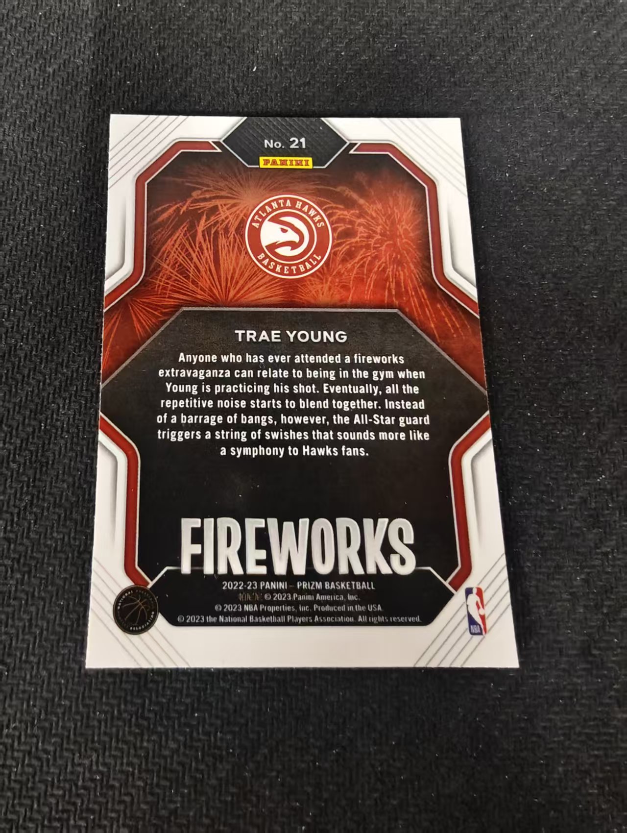 【可合并,不累计】2022-23 Panini Prizm Trae Young 特雷 杨 老鹰 烟花特卡 PZ 不保卡品 介意勿拍 #21