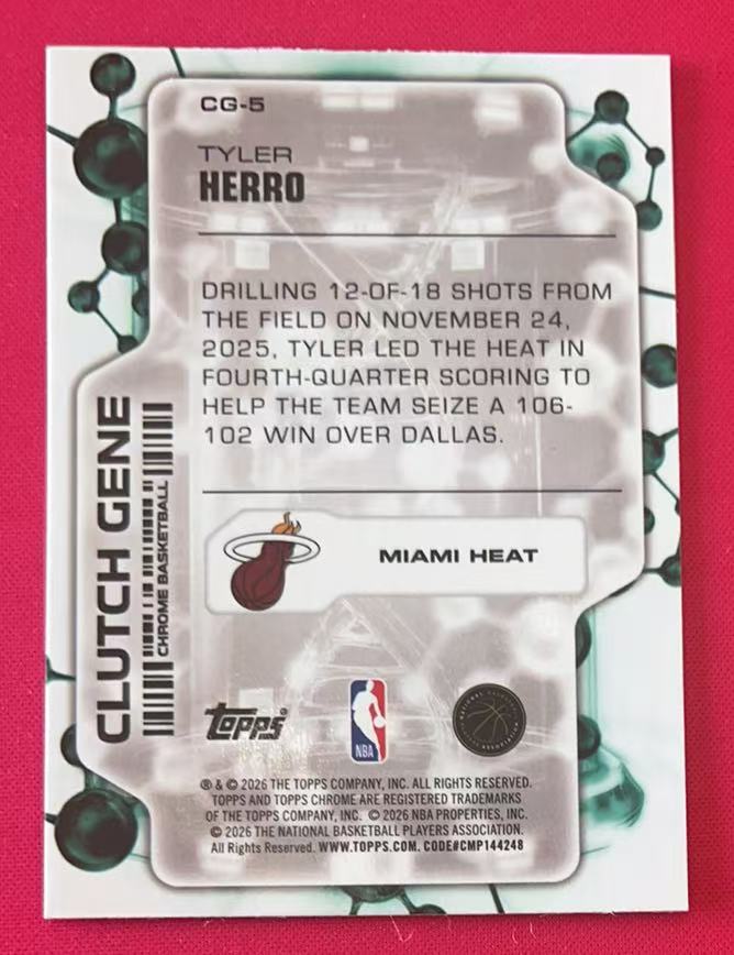 2025-26 Topps Chrome Tyler Herro TCU 泰勒 希罗 热火队 基因特卡「8.31暖哥」