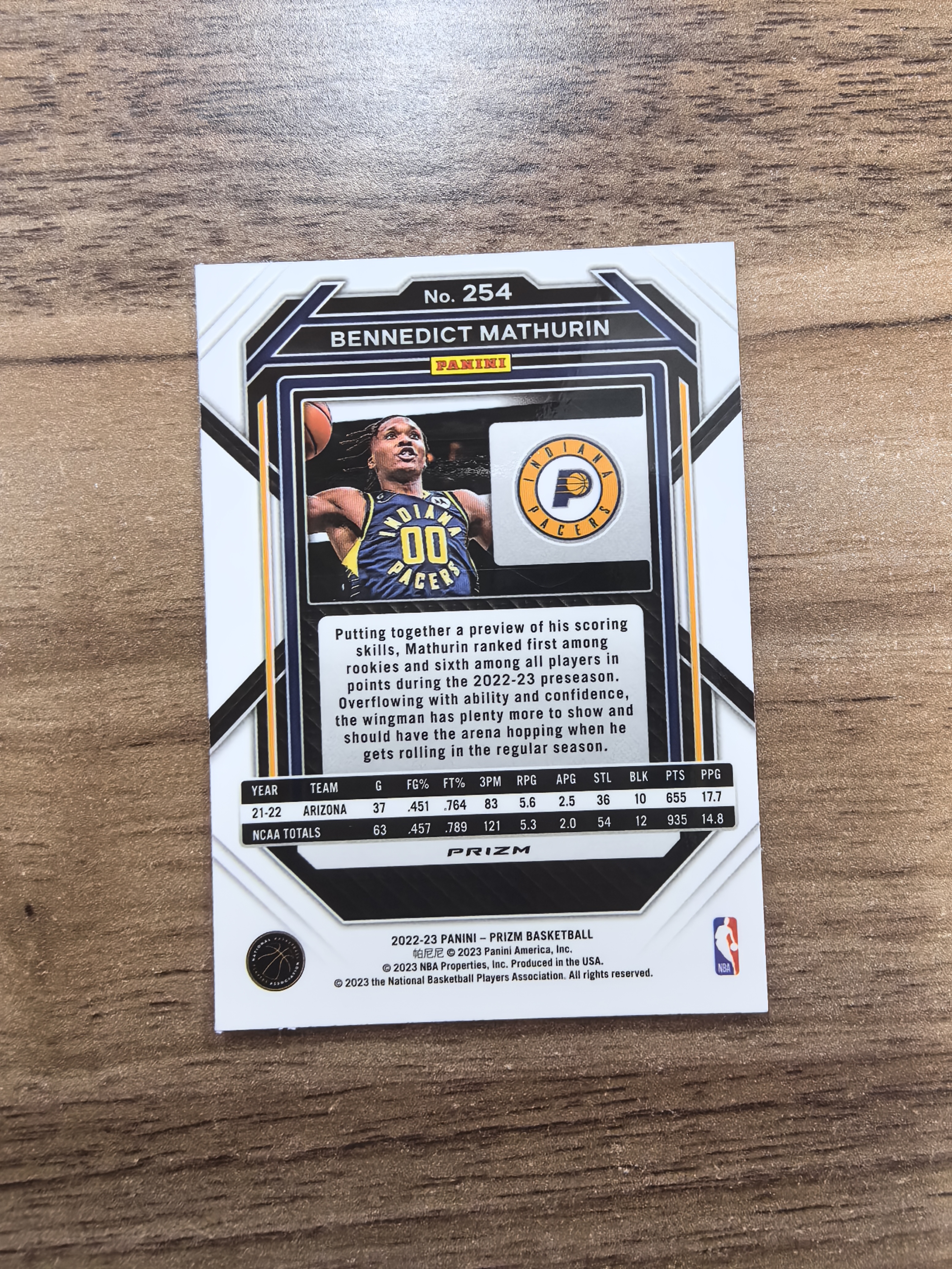 2022-23 Panini Prizm Bennedict Mathurin RC PZ 步行者 马图林 新秀 红点点折 折射 微瑕 实卡精美 卡品如图 收藏必入 流浪