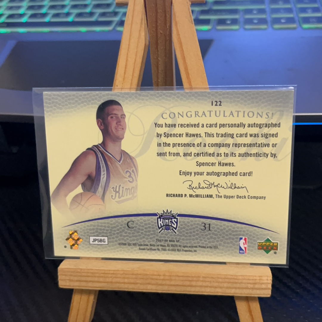 2007-08 Upper Deck Press Pass Spencer Hawes RC 【免费代卖】 国王 新秀 RC 斯宾塞 霍伊斯 /599编 卡签 签字 经典设计 超级漂亮 老特