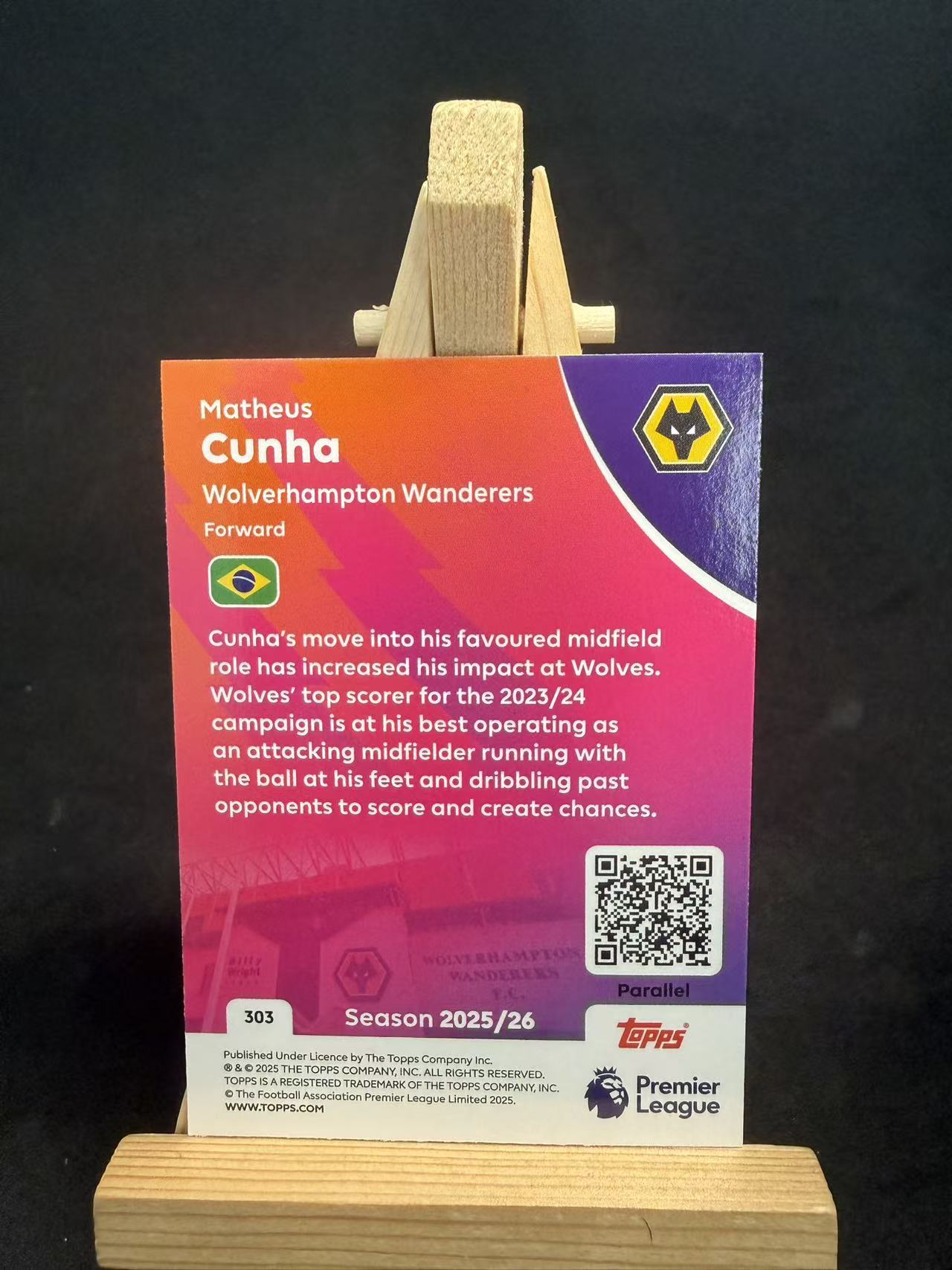 2025-26 Topps Premier Matheus Cunha 马特乌斯 库尼亚 狼队 曼联 巴西 折射 橙折 /25编 默认瑕疵 介意勿拍 乐