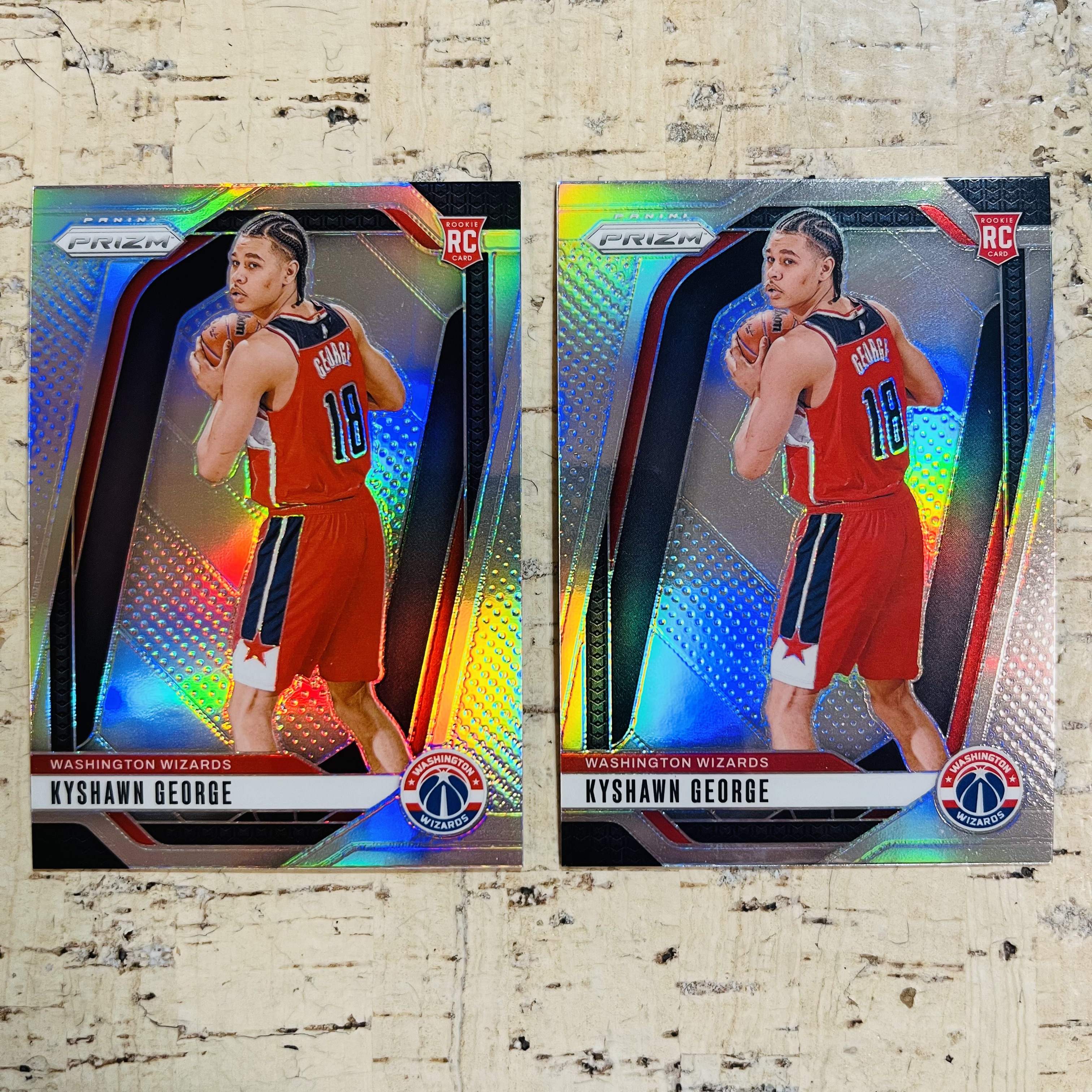 2024-25 Panini Prizm Kyshawn George RC 新秀 奇才 凯肖恩 乔治 正银折 银折射 2张打包 第1组 稀有折射 凑彩虹必备【小卡迷拍卖 可累积半年】