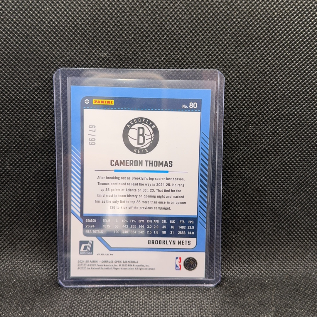 【Roseee代卖】2024-25 Panini Optic Cameron Thomas 杜蕾斯op 篮网 卡梅伦 托马斯 红金圈圈折 99编 hhx