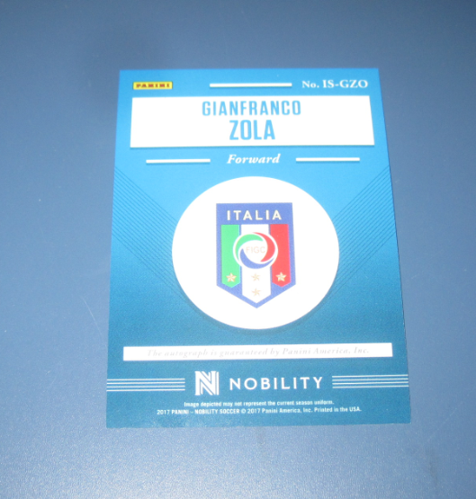 2017 Panini Nobility Gianfranco Zola 【hurrylin拍卖】 帕尼尼 贵族 元年 传奇 球星卡 签字卡 300编 意大利 佐拉 极微小瑕疵 品相如图