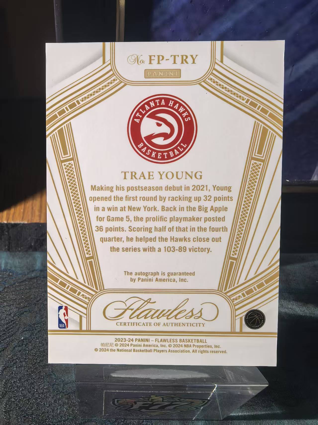 2023-24 Panini Flawless Trae Young 手提 老鹰 特雷杨 25编 银平行 Performances 签字 卡签 收藏必备 李总